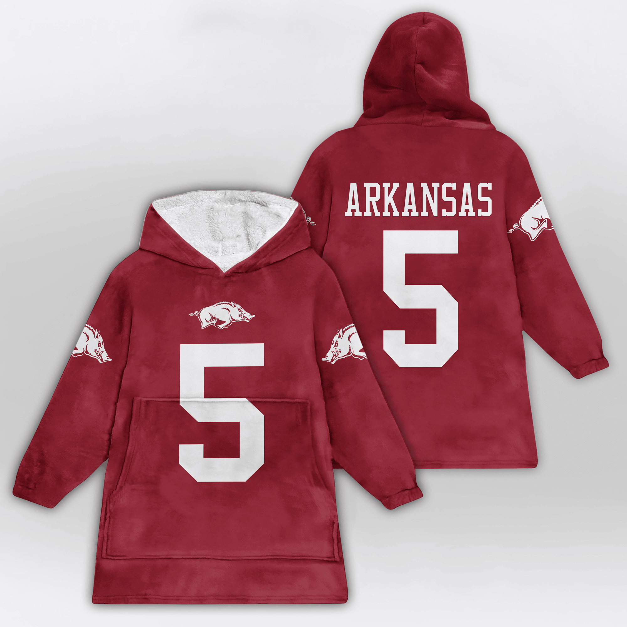 Adult #5 Arkansas Football Unisex Blanket Hoodie