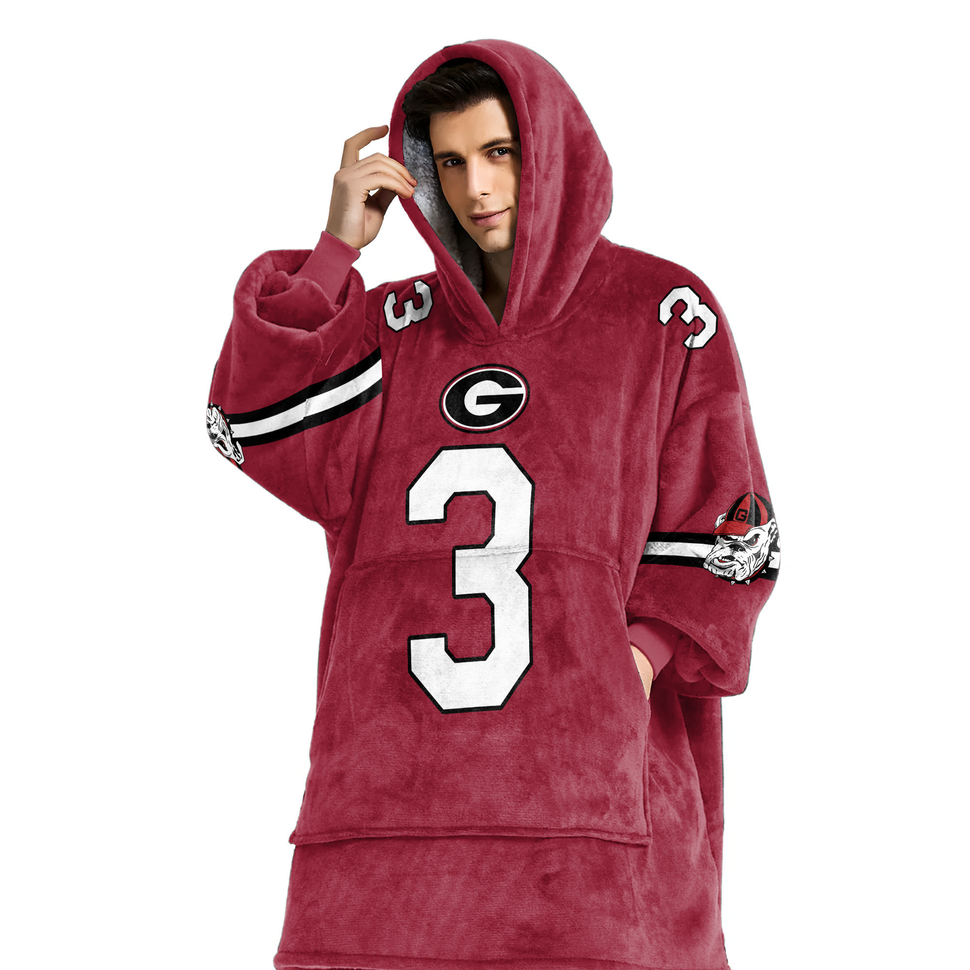 Adult 3 Georgia Football Unisex Blanket Hoodie