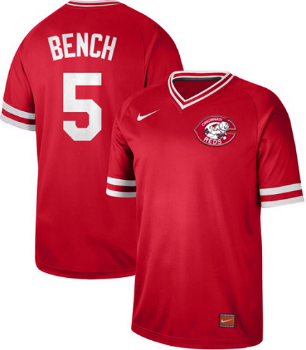 Men's  Cincinnati Reds #5 Johnny Bench Red Cooperstown Collection Stitched MLB Jersey