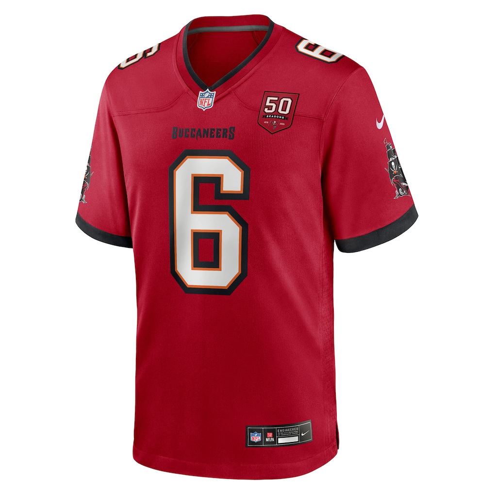Baker Mayfield #6 Tampa Bay Buccaneers 50th Season Team Game Jersey - Red