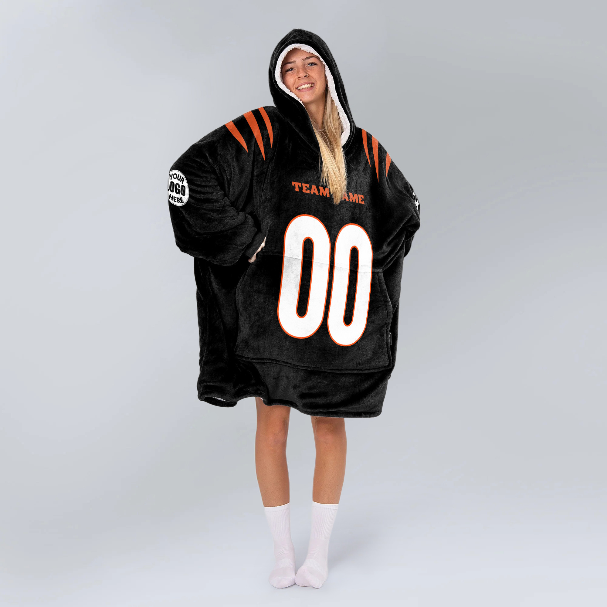 Adult Custom Blanket Hoodie Cincinnati Inspired Color