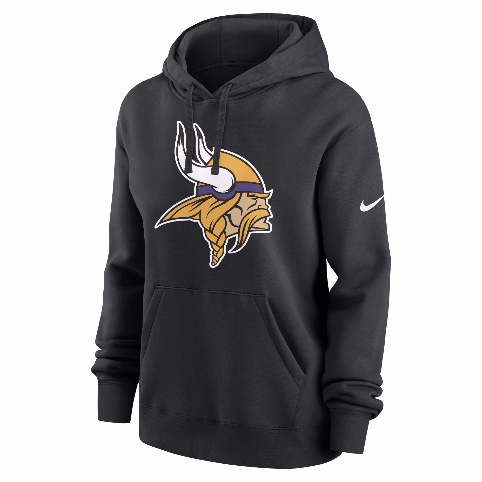 Minnesota Vikings Women's Team Logo Club Fleece Pullover Hoodie - Black