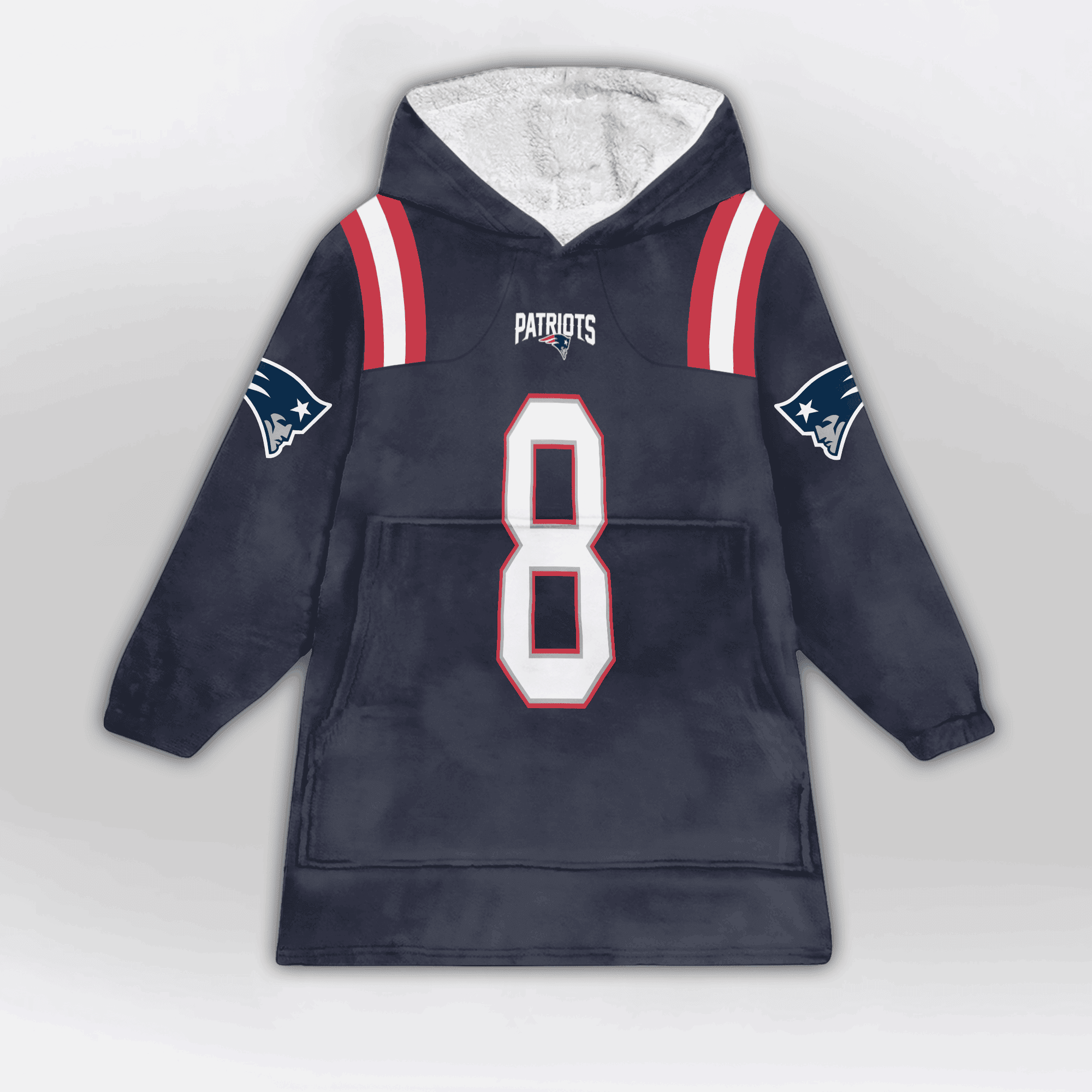 Kid 8 New England Football Unisex Blanket Hoodie
