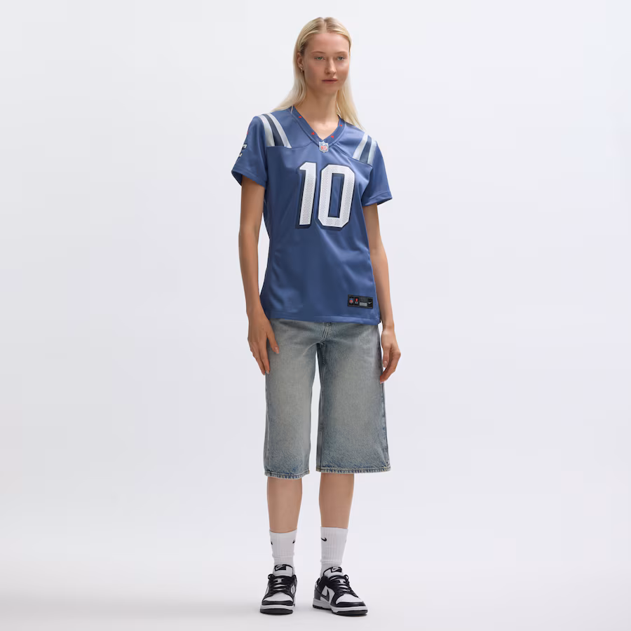 Drake Maye #10 New England Patriots Women's 2025 Rivalries Collection Game Jersey - Storm Blue