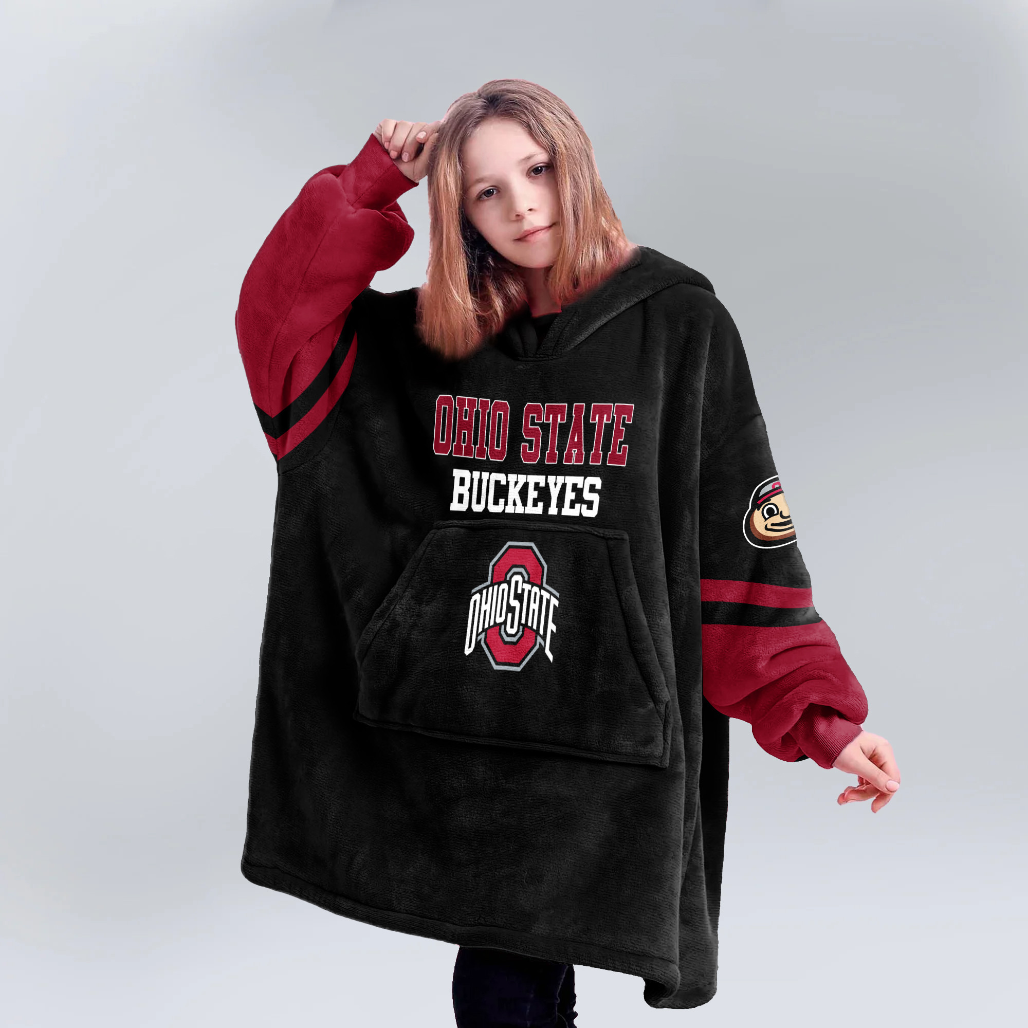 Kid Ohio State Football Unisex Blanket Hoodie