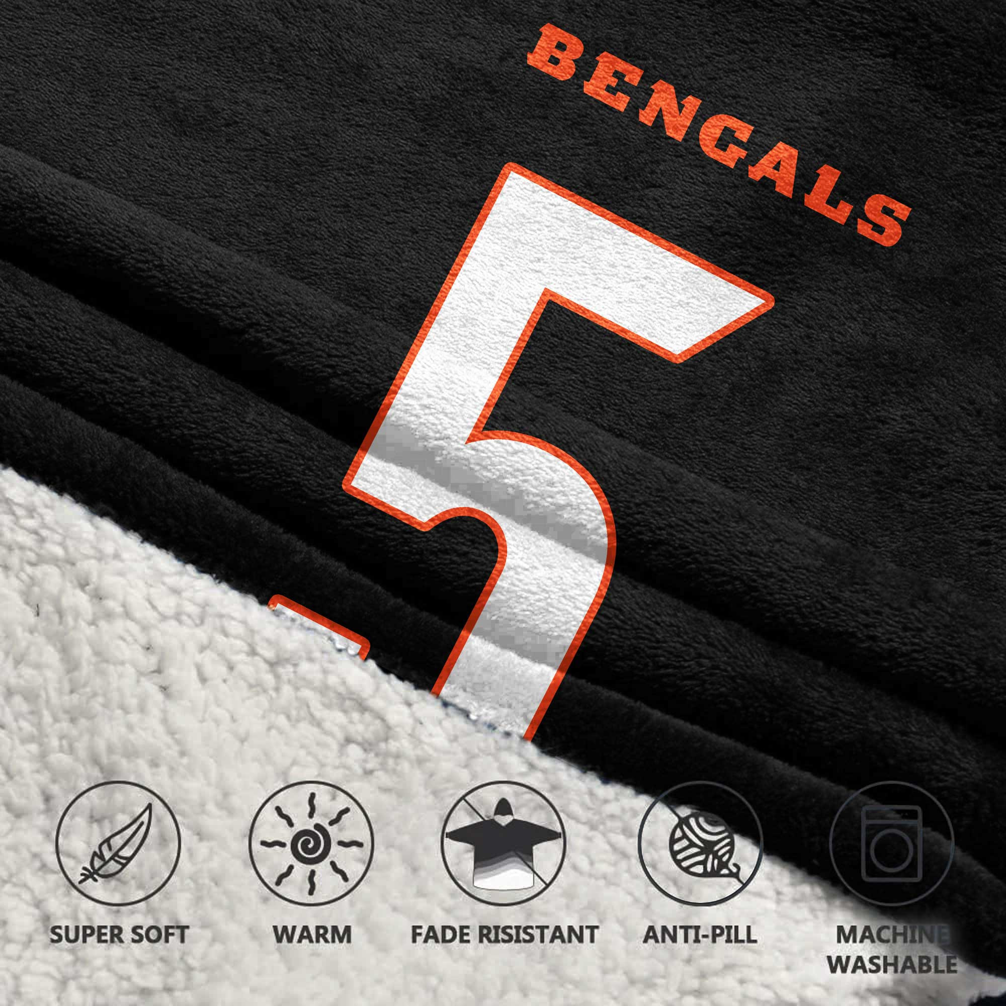 Adult 5 Cincinnati Football Unisex Blanket Hoodie