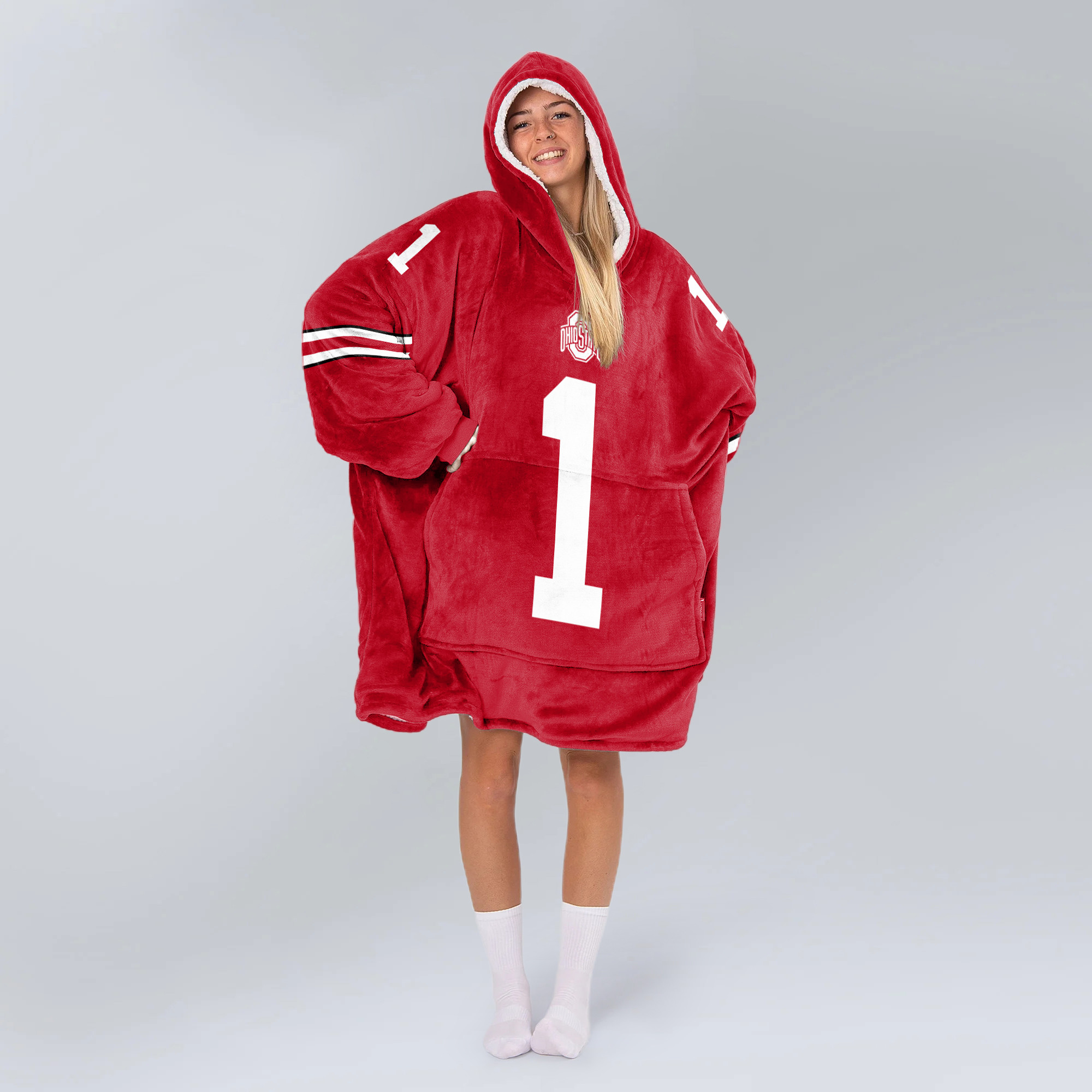 Adult #1 Ohio State Football Unisex Blanket Hoodie