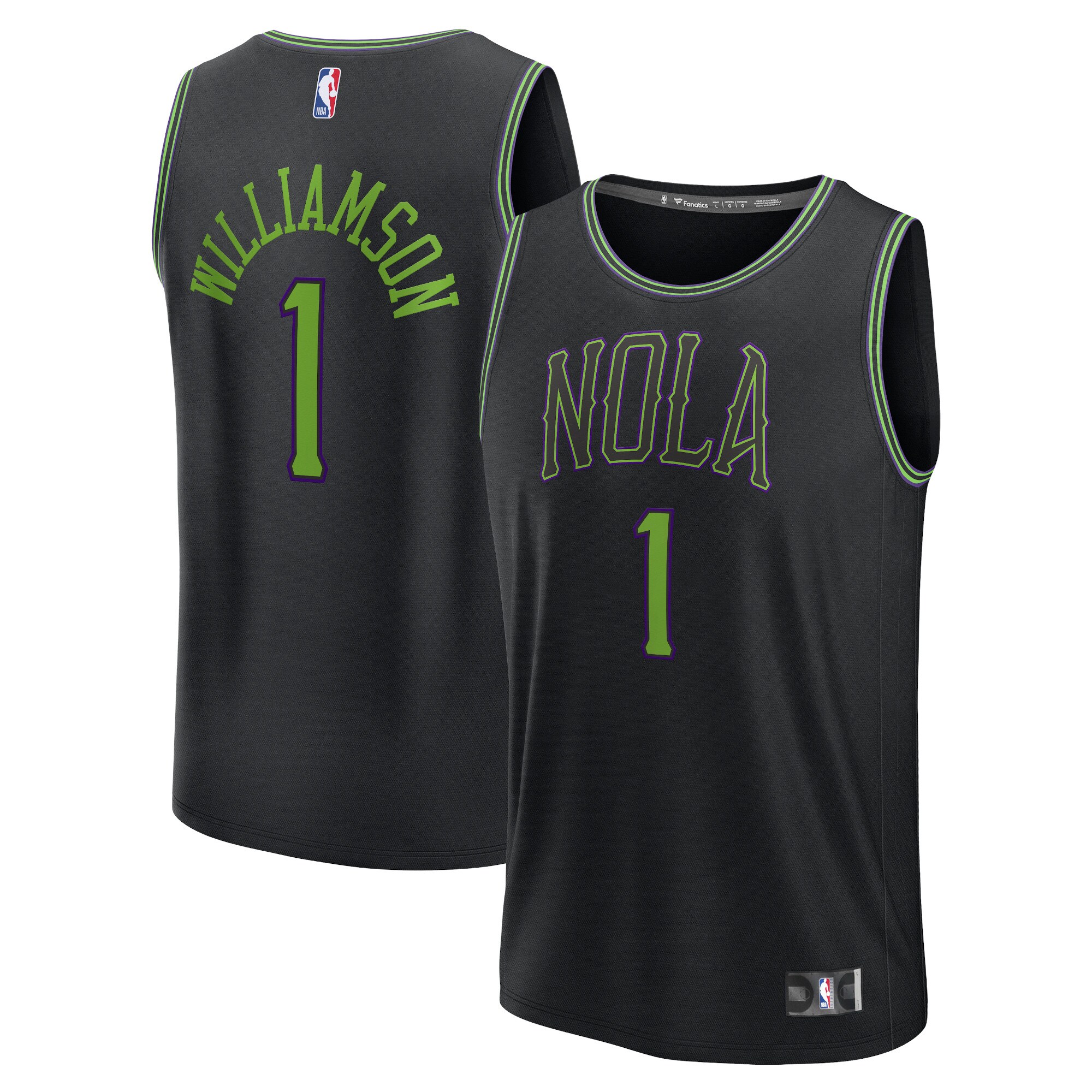 Unisex New Orleans Pelicans Zion Williamson  Black 2023/24 Fast Break Jersey - City Edition