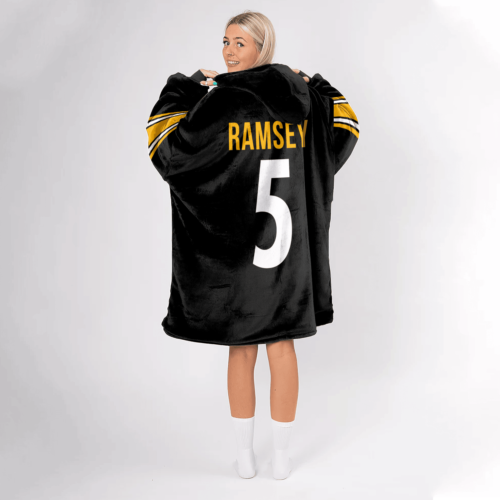 Adult 5 Pittsburgh Football Unisex Blanket Hoodie