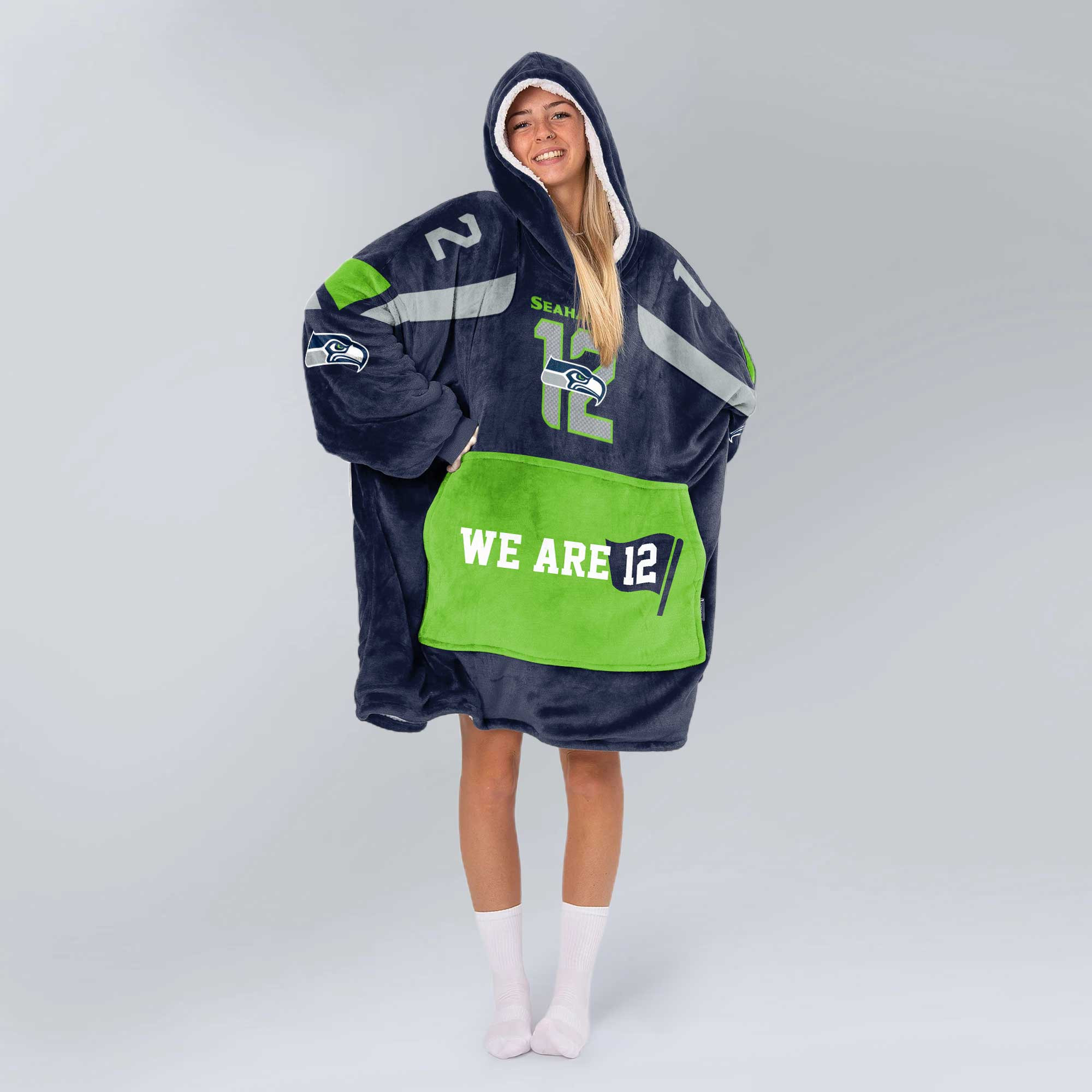 Adult We Are 12 Seattle Football Unisex Blanket Hoodie