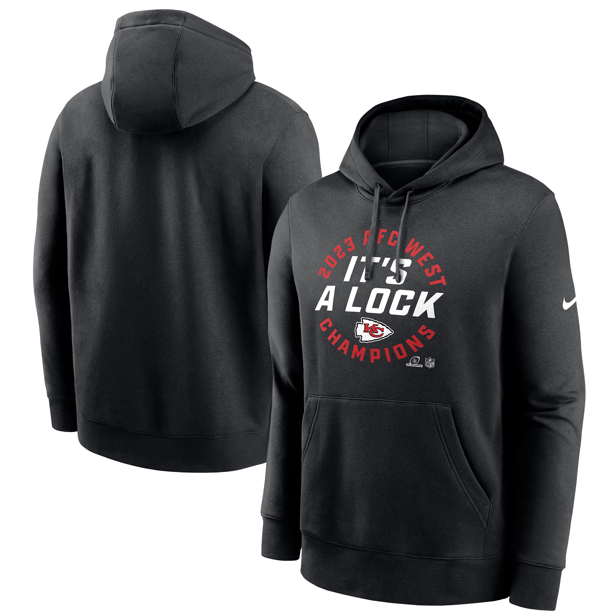 Kansas City Chiefs 2023 AFC West Division Champions Locker Room Trophy Collection Pullover Hoodie - Black