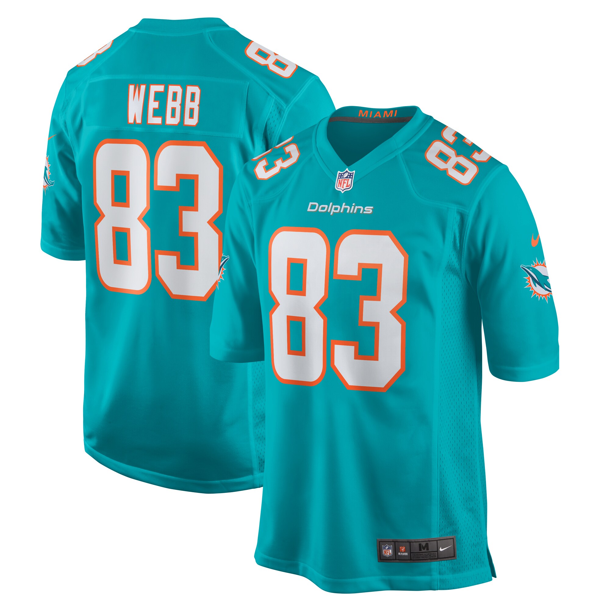 Raleigh Webb Miami Dolphins Team Game Jersey -  Aqua