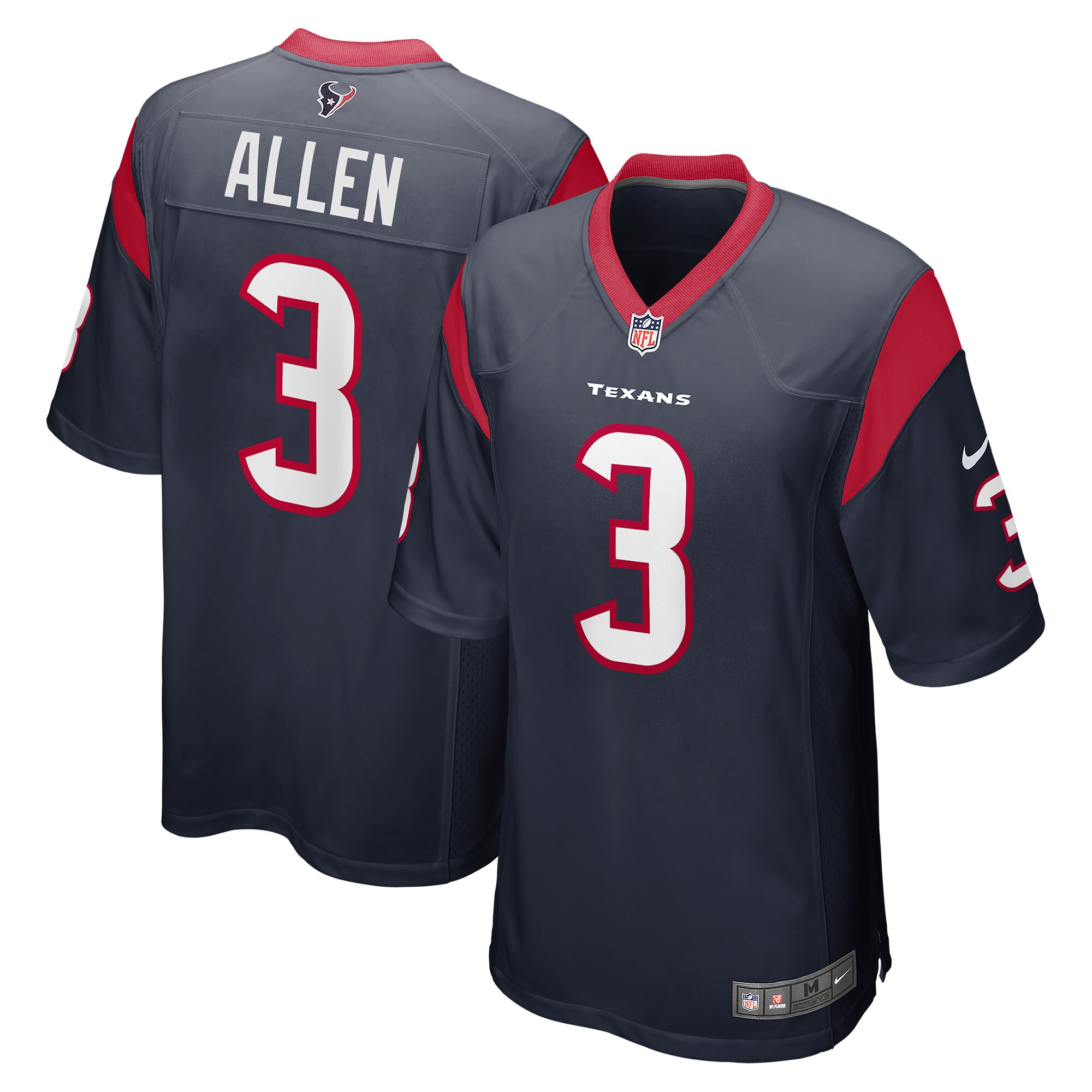 Kyle Allen Houston Texans  Game Jersey - Navy