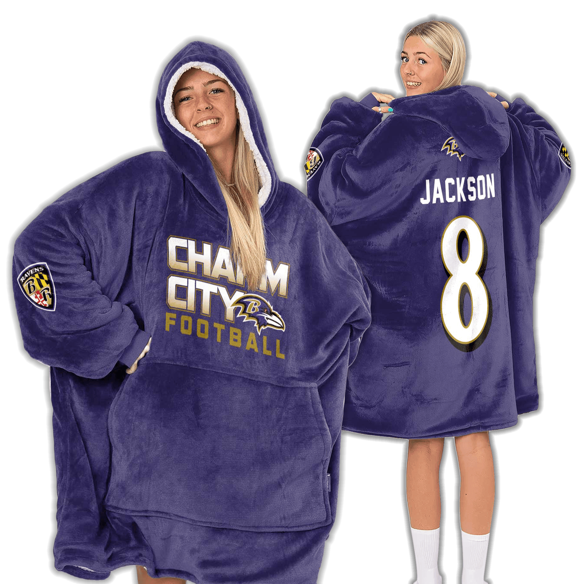 Adult 8 Baltimore Football Unisex Blanket Hoodie