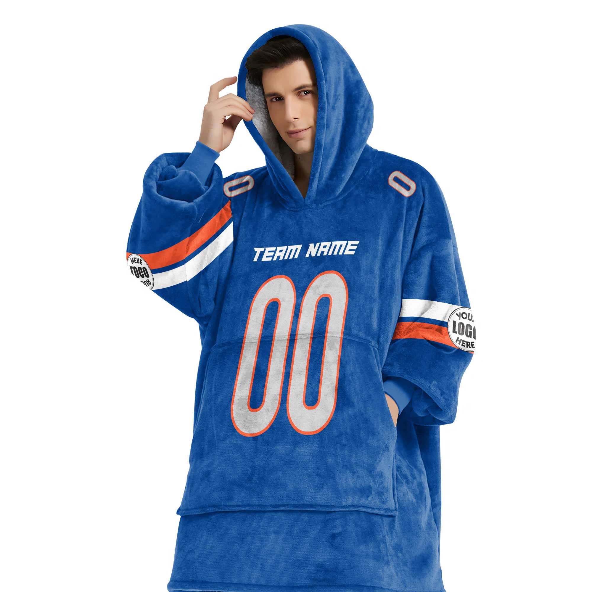 Adult Custom Blanket Hoodie Boise State Inspired Color