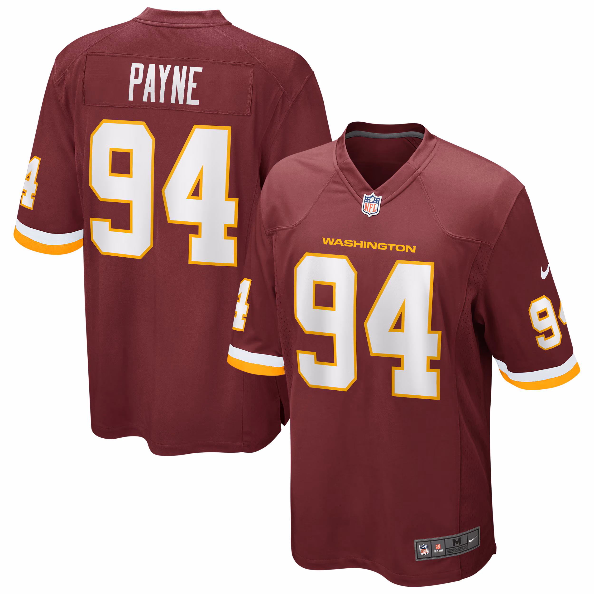 Daron Payne Washington Football Team Game Player Jersey - Burgundy