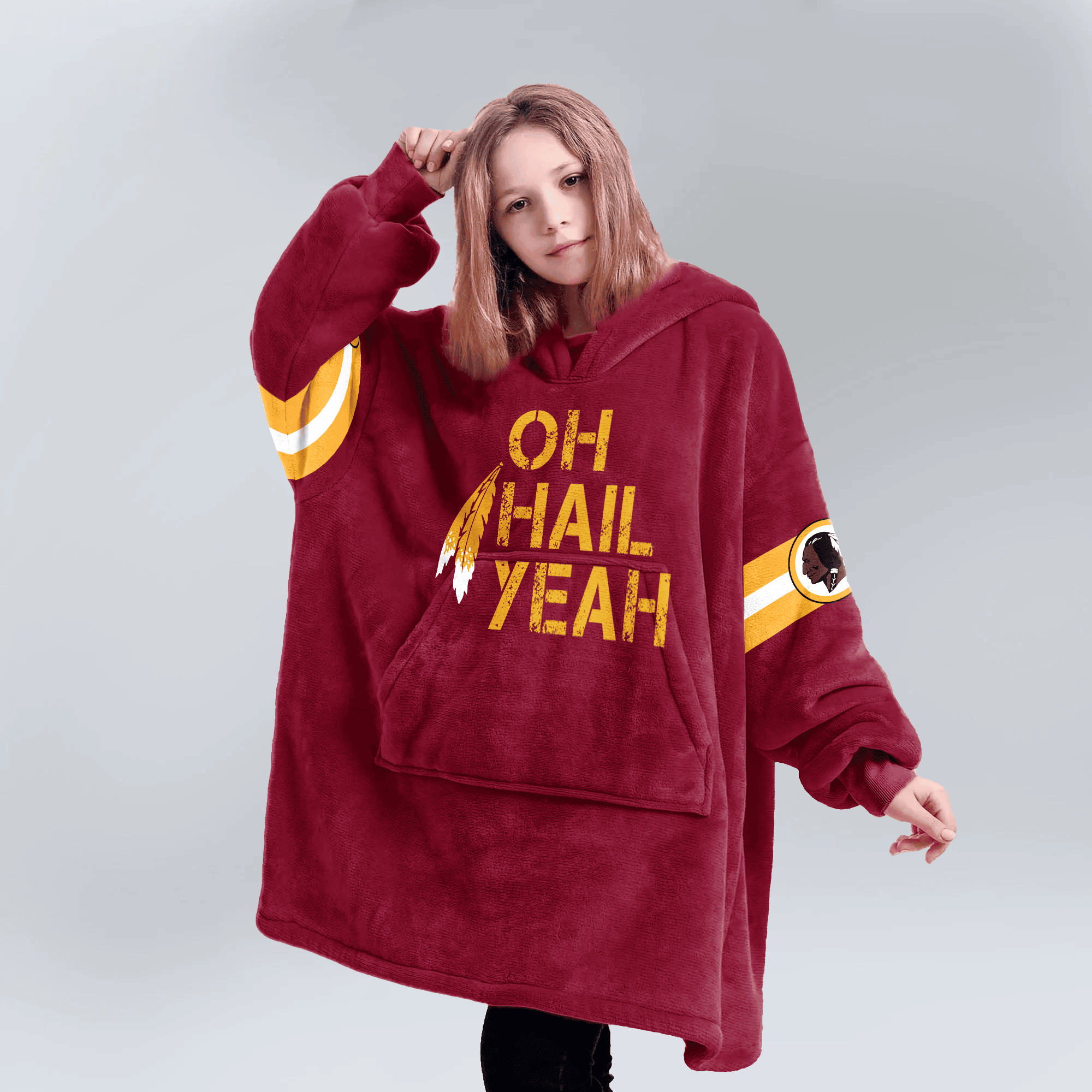 Kid 5 Washington Football Unisex Blanket Hoodie