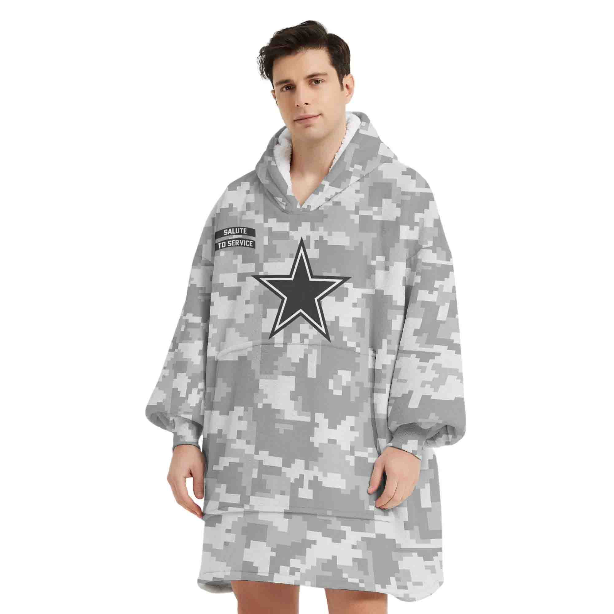 Adult Dallas Cowboys Unisex Camo Blanket Hoodie