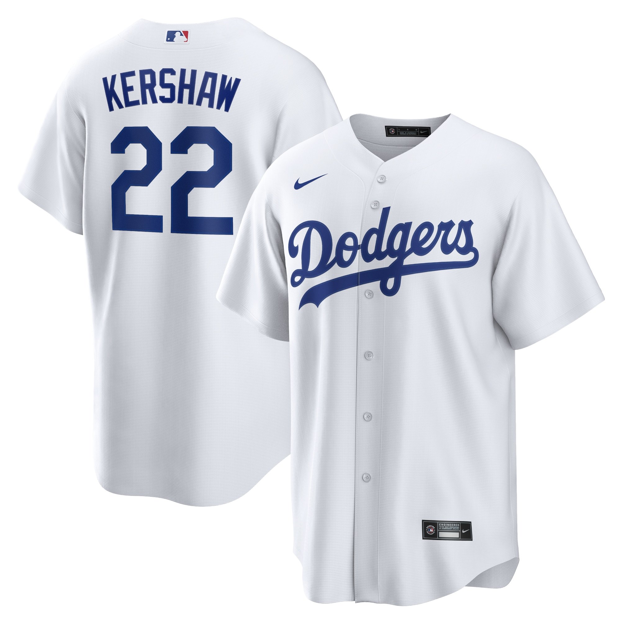 Men's Los Angeles Dodgers Clayton Kershaw  White Home Replica Player Name Jersey