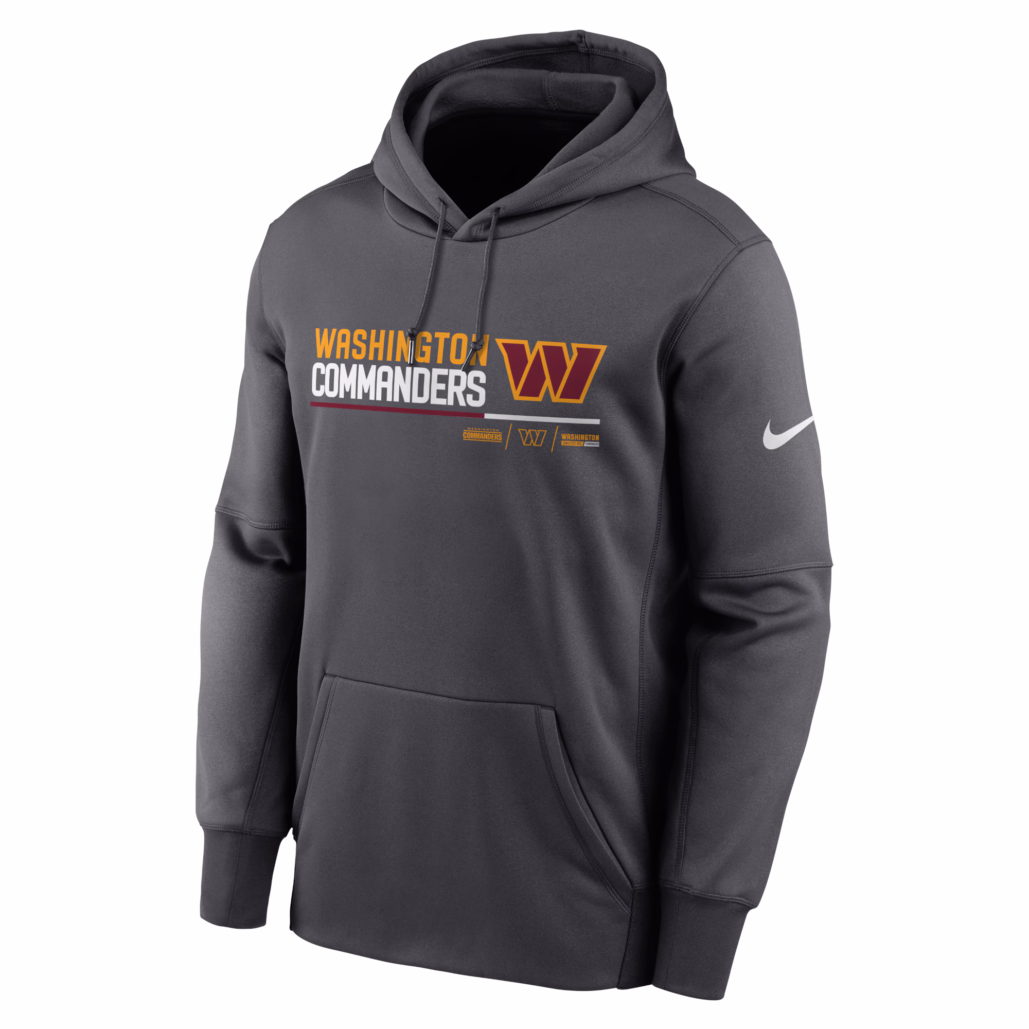 Washington Commanders Prime Logo Name Split Pullover Hoodie - Anthracite