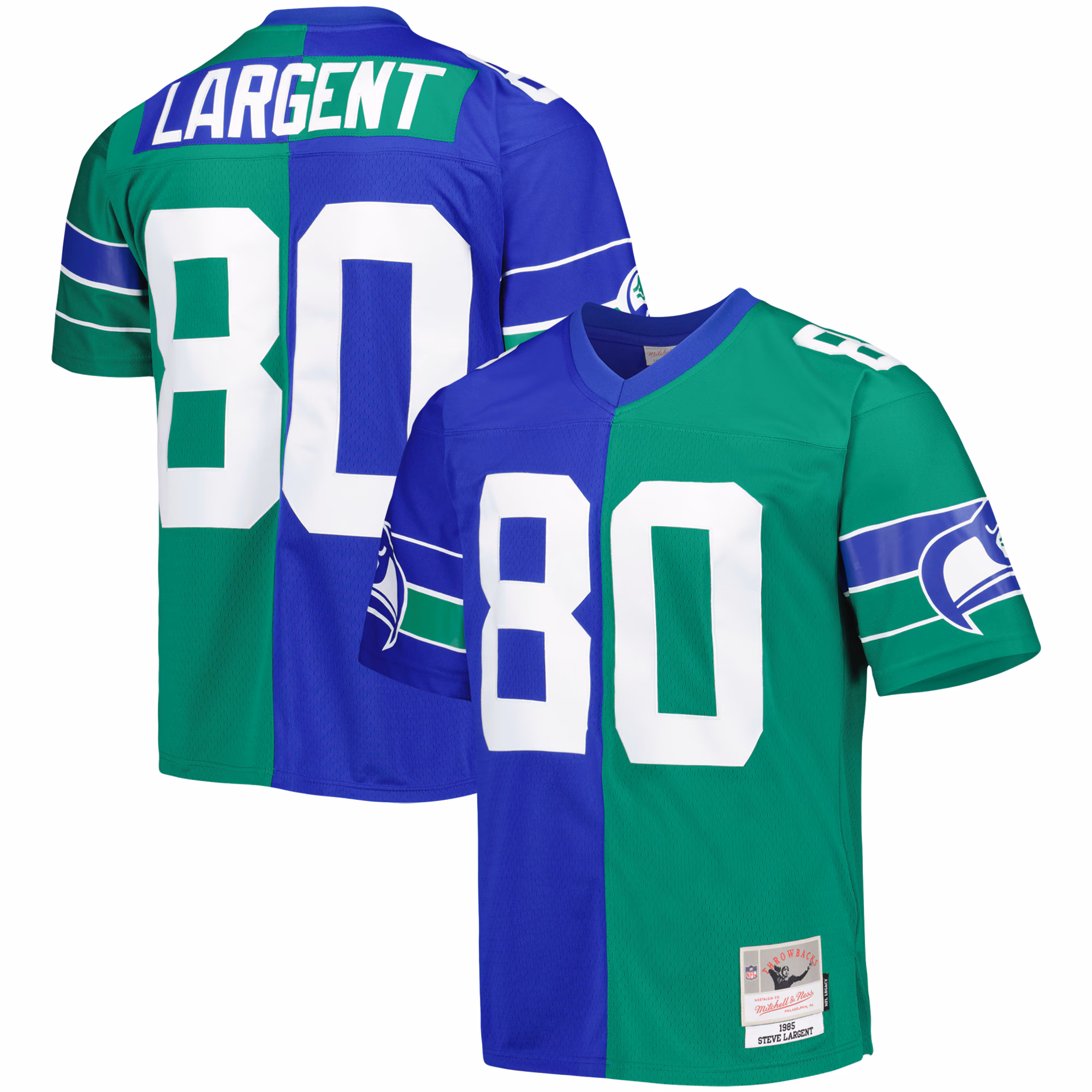 Steve Largent Seattle Seahawks 1985 Split Legacy Replica Jersey - Royal/Green