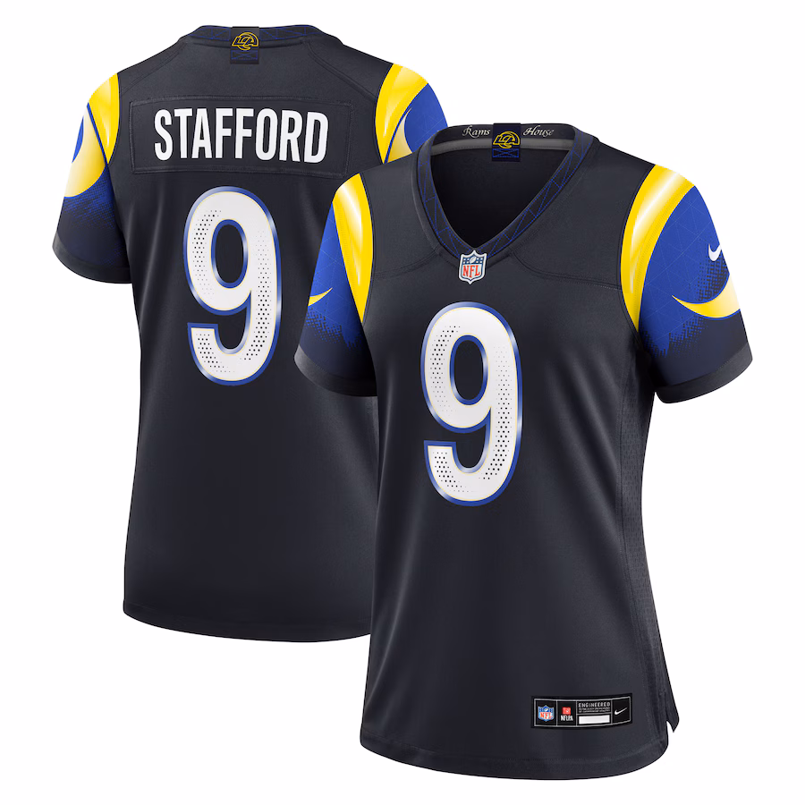 Matthew Stafford #9 Los Angeles Rams Women's 2025 Rivalries Collection Game Jersey - Midnight Blue