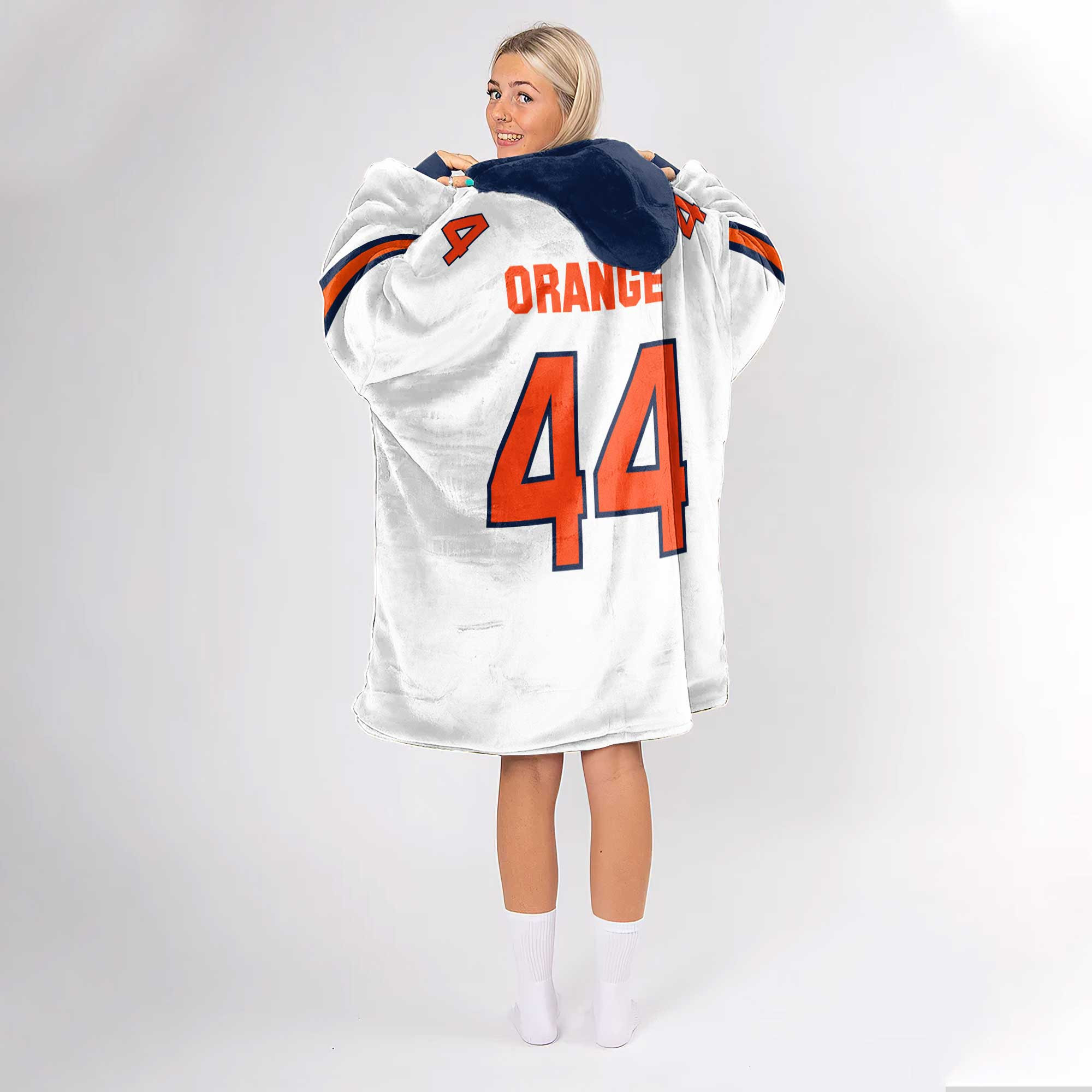 Adult #44 Navy Syracuse Football Unisex Blanket Hoodie