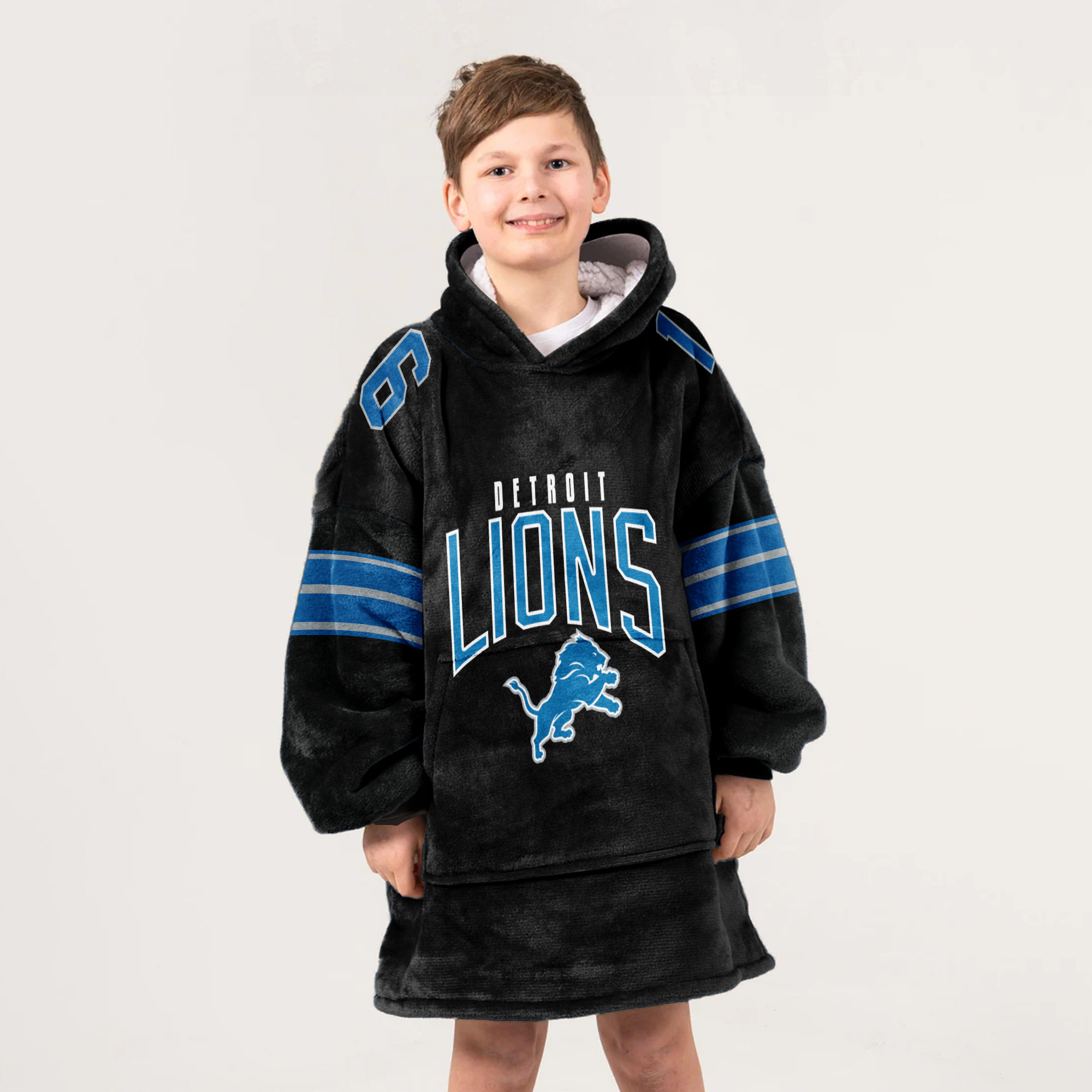 Adult JG 16 Detroit Football Unisex Blanket Hoodie
