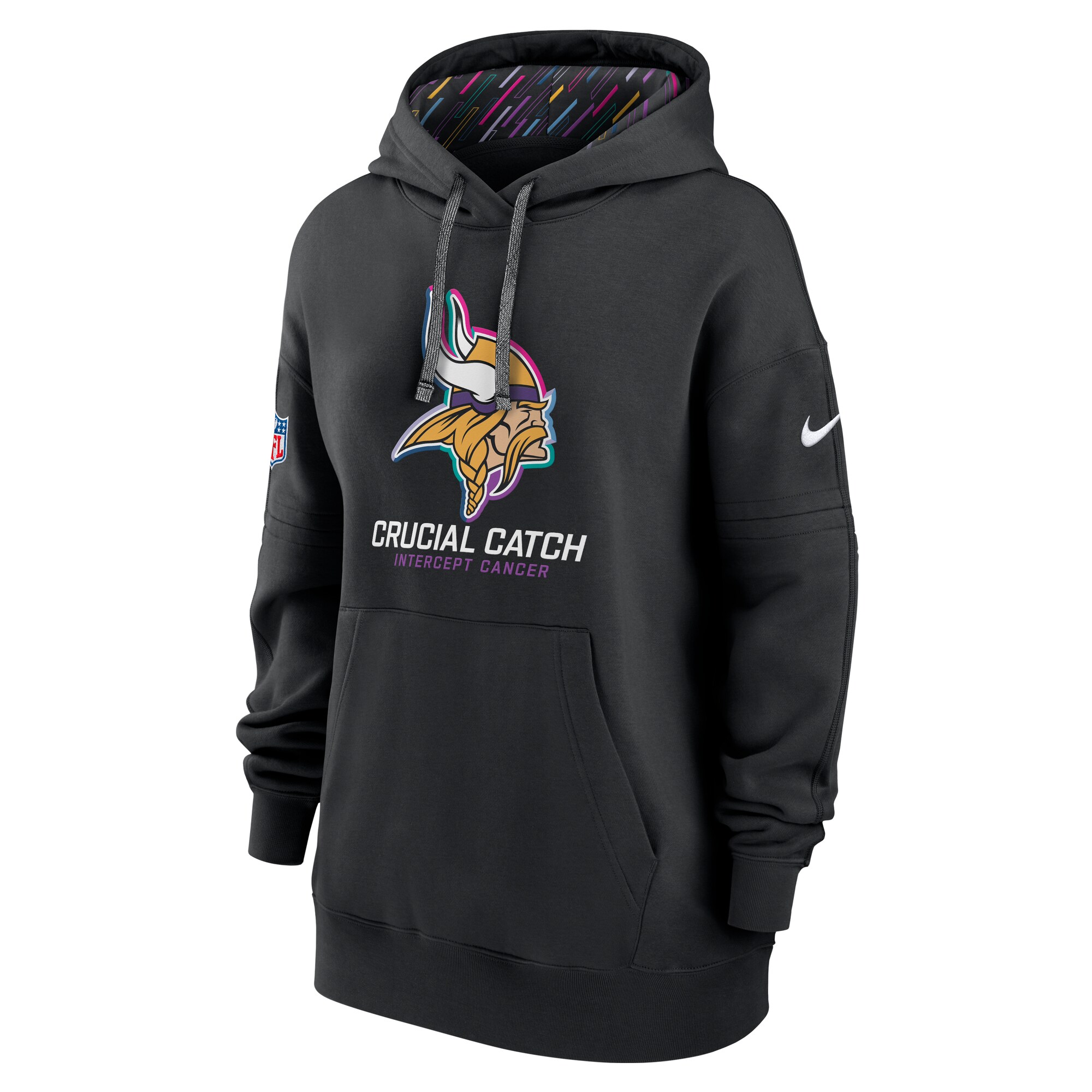 Minnesota Vikings Women's 2024 NFL Crucial Catch Club Pullover Hoodie - Black