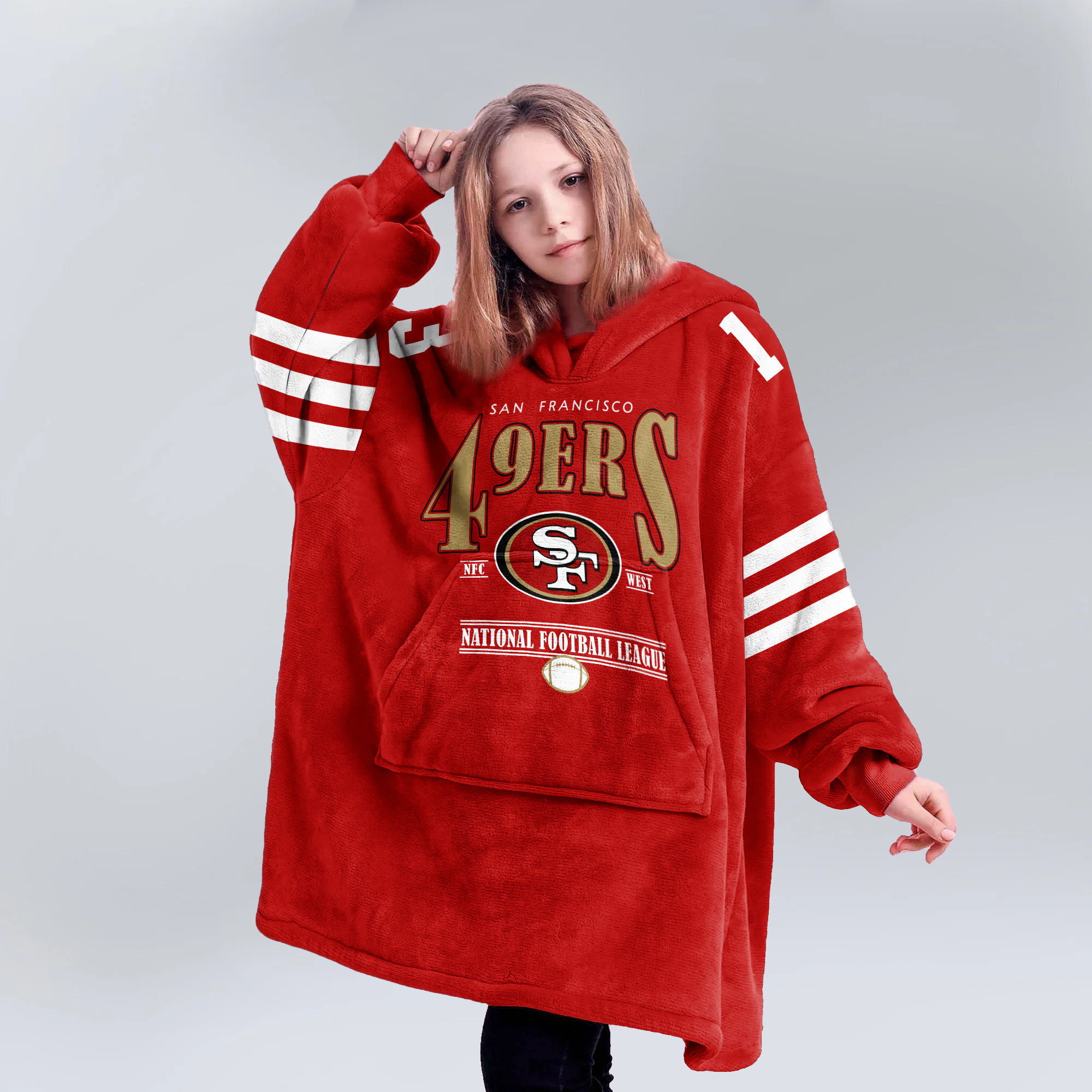 Adult 13 San Francisco 49ers Football Unisex Blanket Hoodie