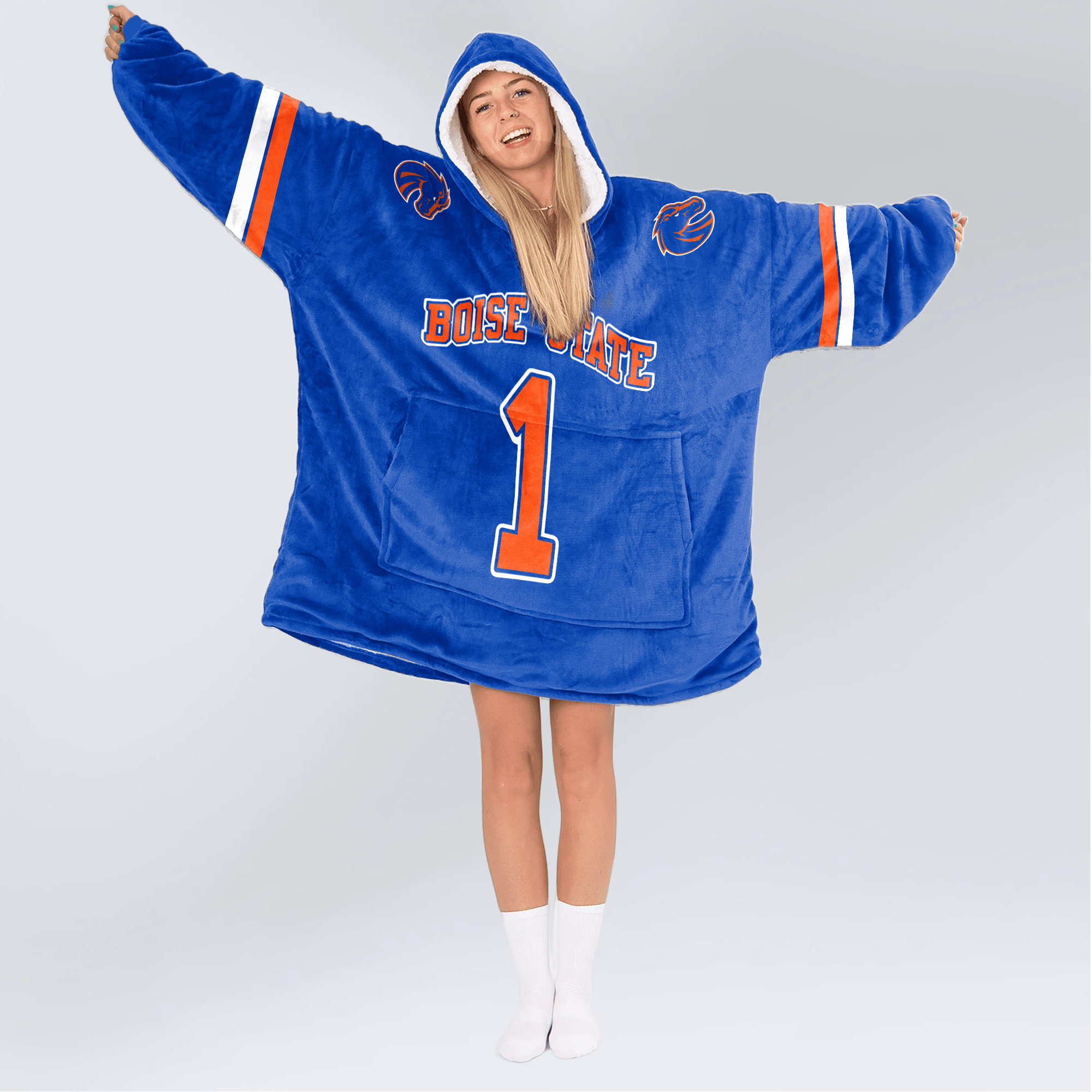 Adult #1 Boise State Football Unisex Blanket Hoodie