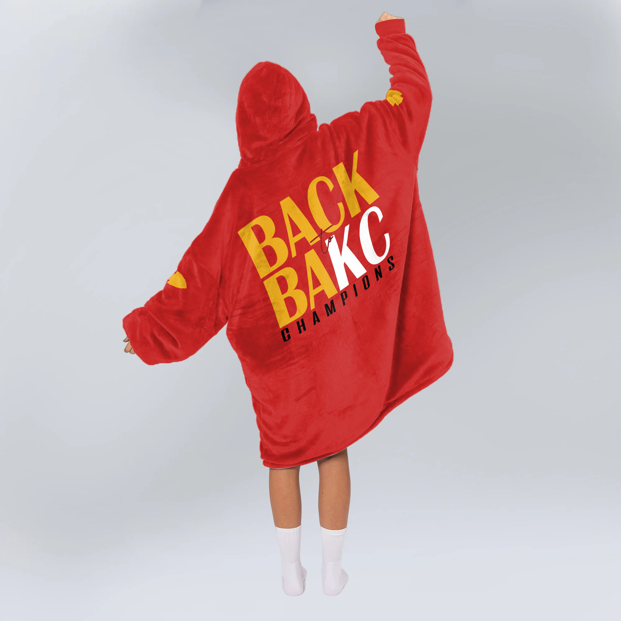 Adult 3 Peat Kansas City Football Unisex Blanket Hoodie