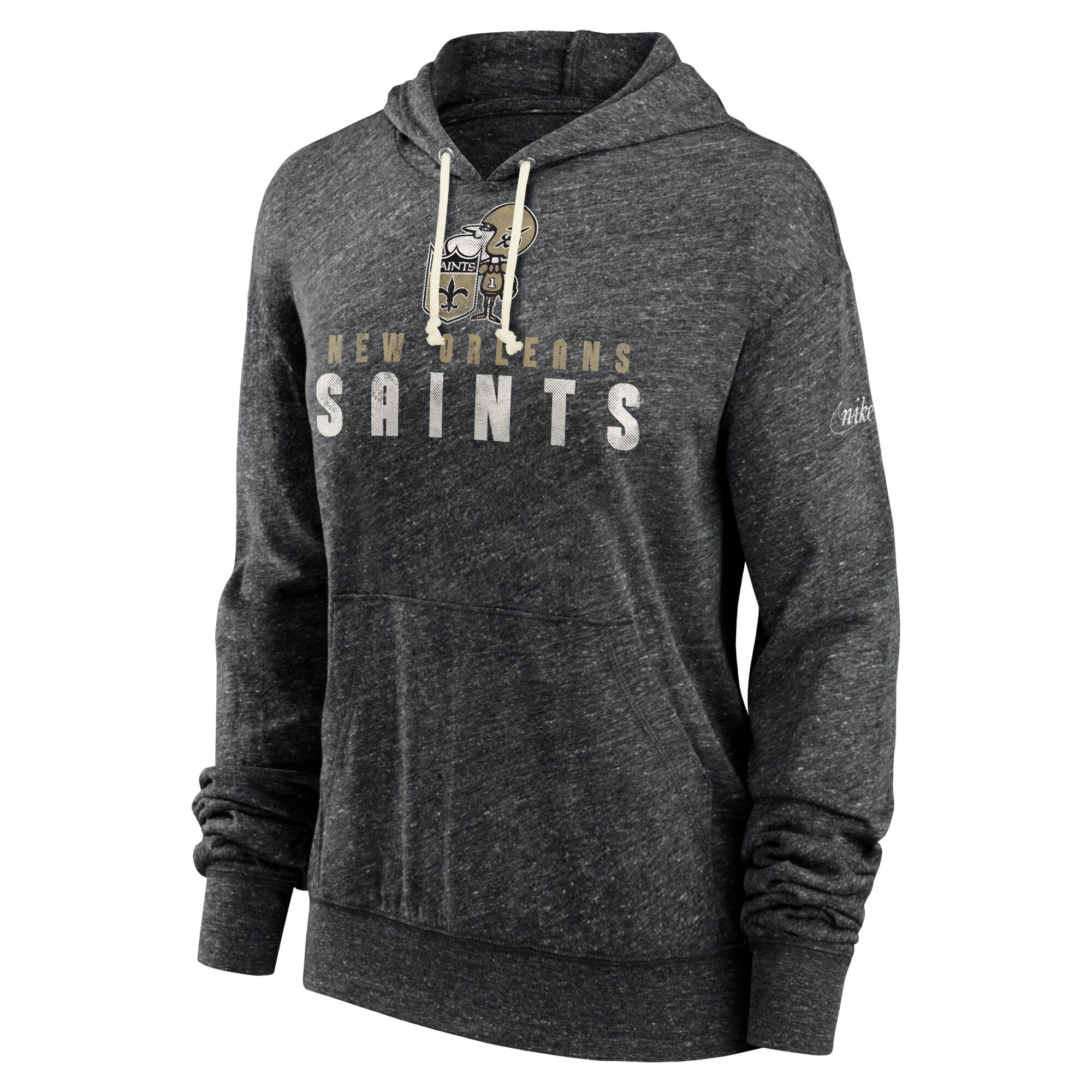 New Orleans Saints Women's Rewind Gym Vintage Lighweight Pullover Hoodie - Black