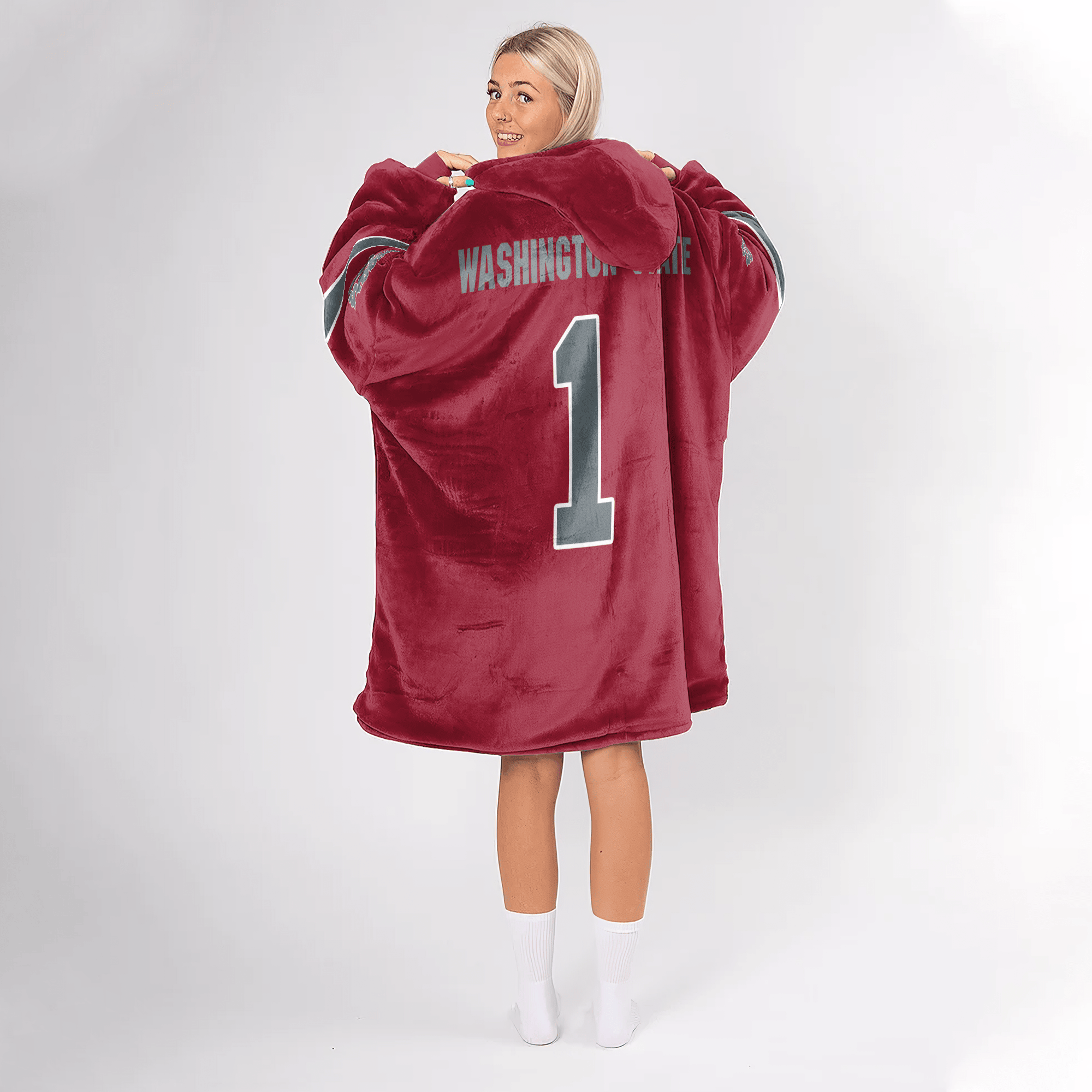 Adult #1 Washington State Football Unisex Blanket Hoodie