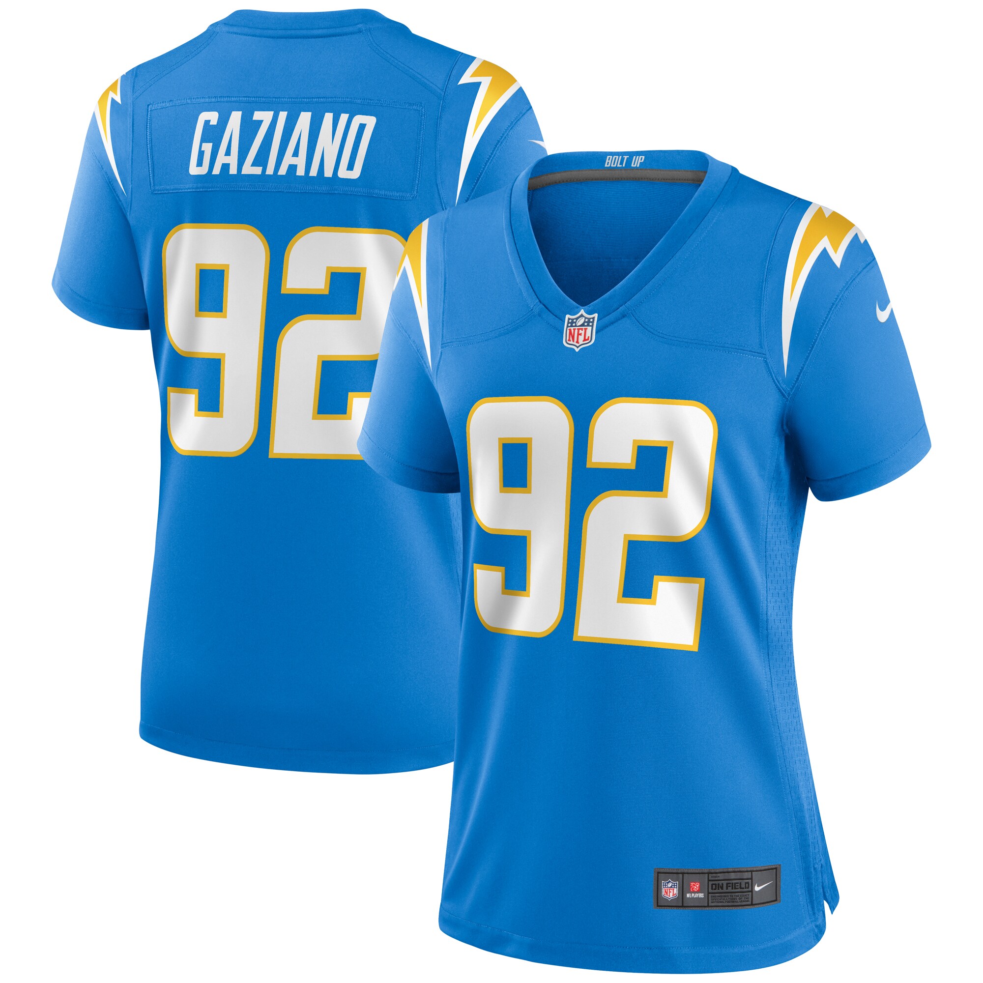 Joe Gaziano Los Angeles Chargers  Women's Game Jersey - Powder Blue