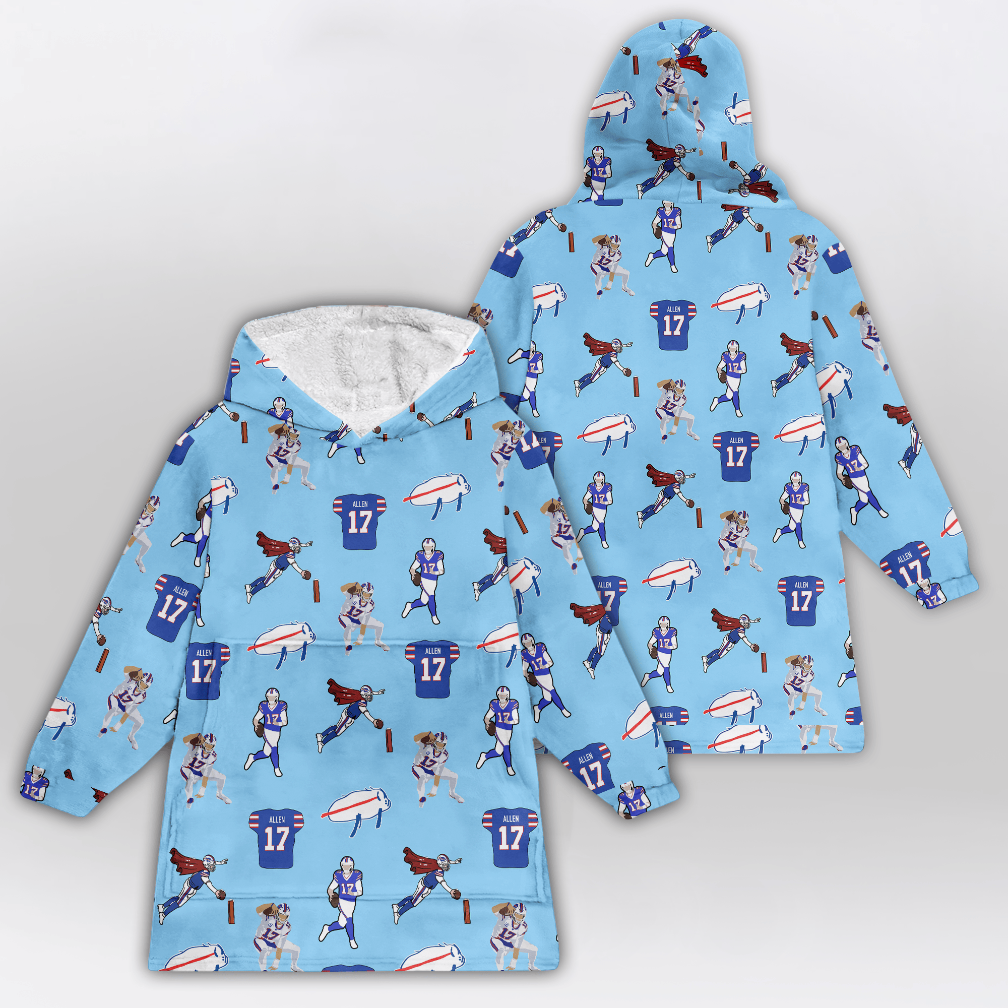 Pattern J.A 17 Buffalo Football Unisex Blanket Hoodie