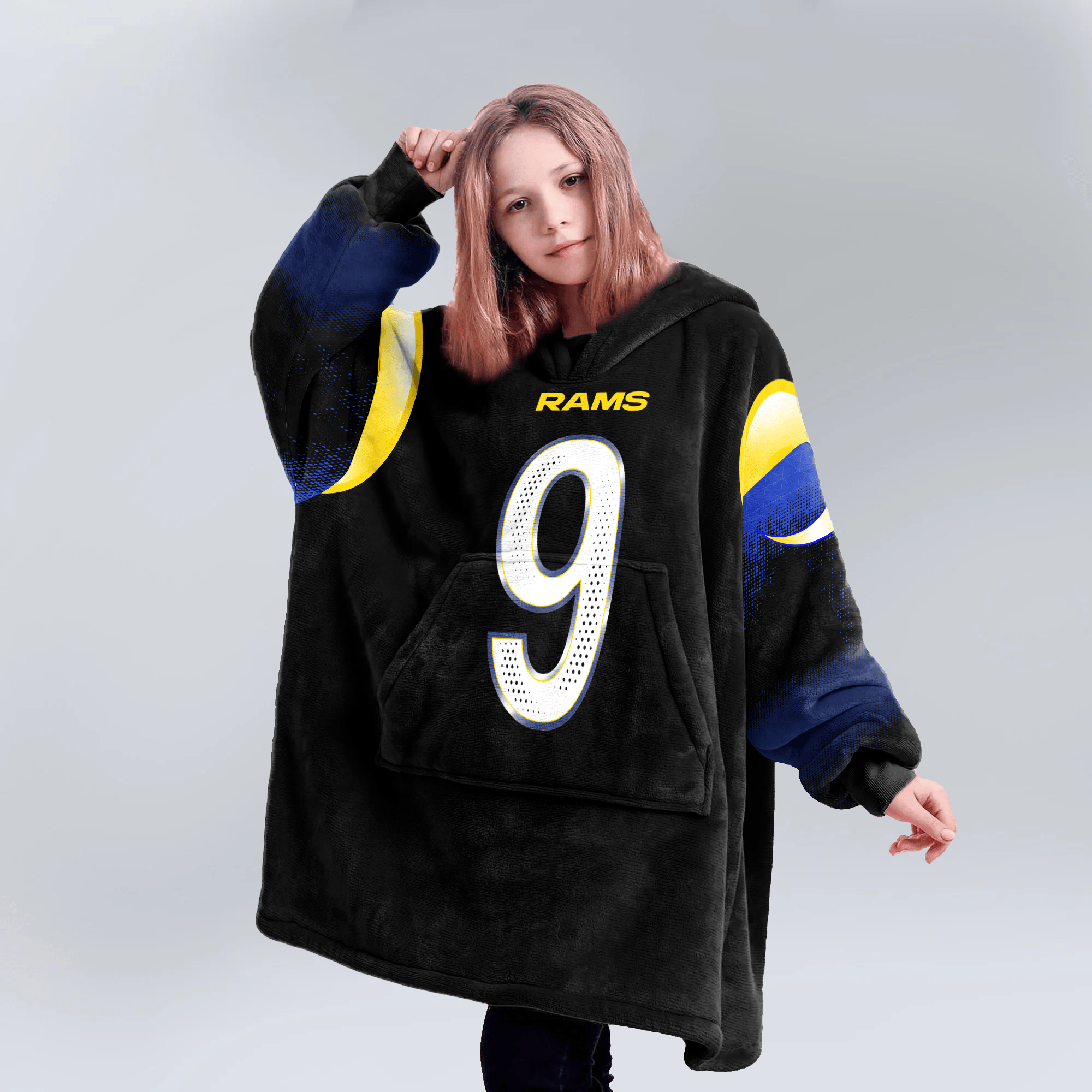Kid M.S 9 Los Angeles R Football Unisex Blanket Hoodie