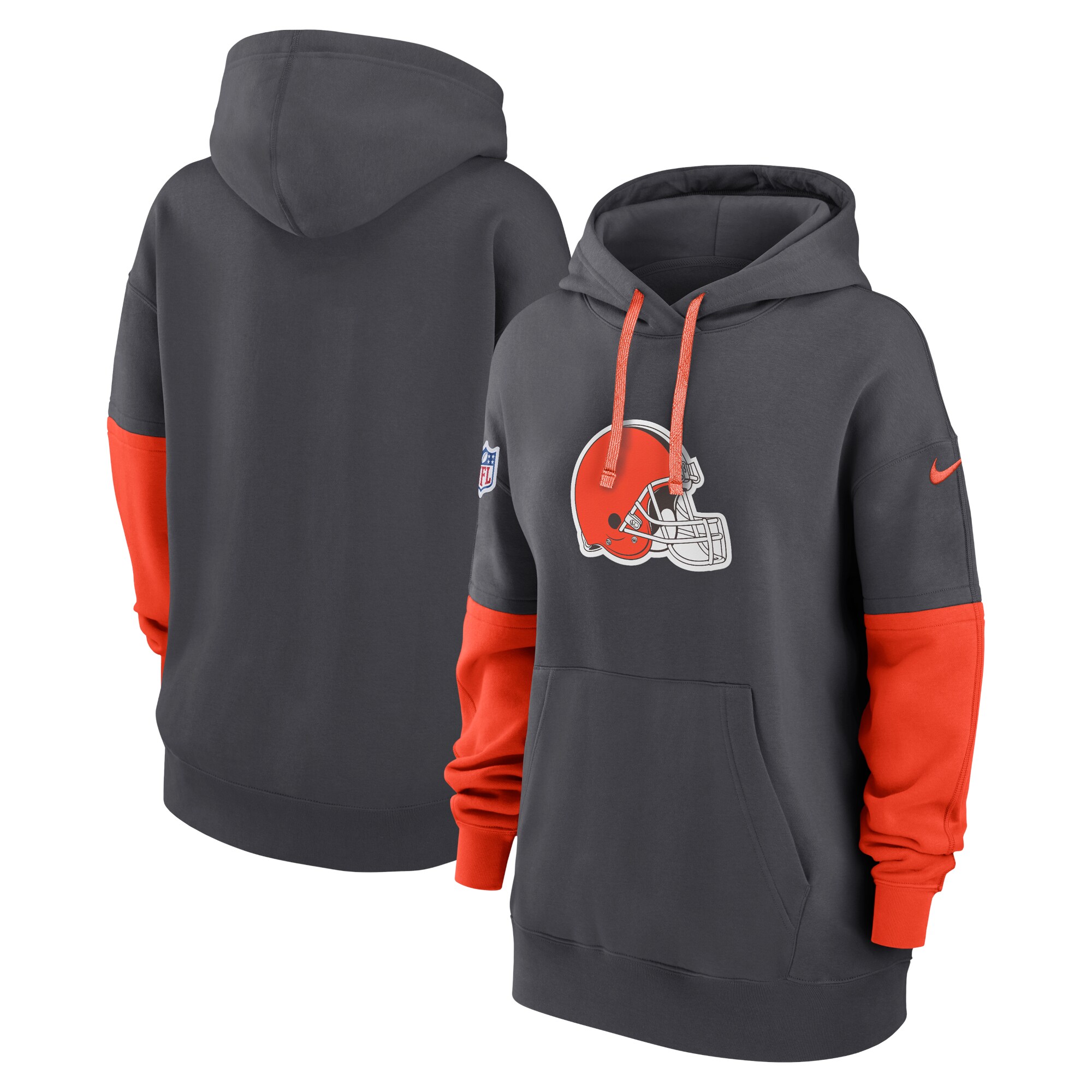 Cleveland Browns Women's 2024 Sideline Essential Fleece Pullover Hoodie - Anthracite