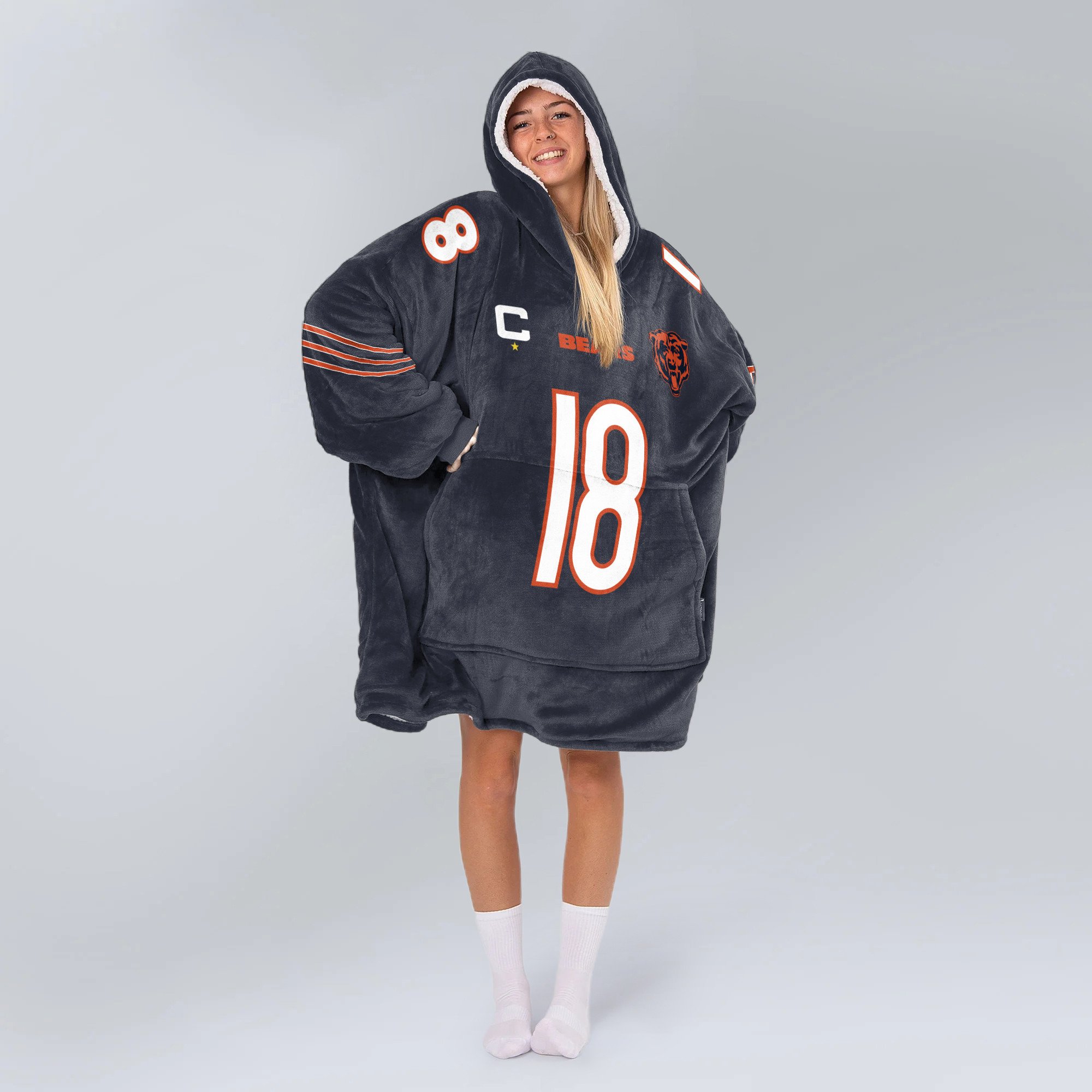 Adult Captain 18 Chicago Football Unisex Blanket Hoodie