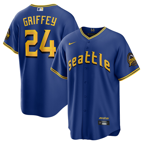 Men's Seattle Mariners #24 Ken Griffey Jr.  Royal 2023 City Connect Cool Base Player Jersey
