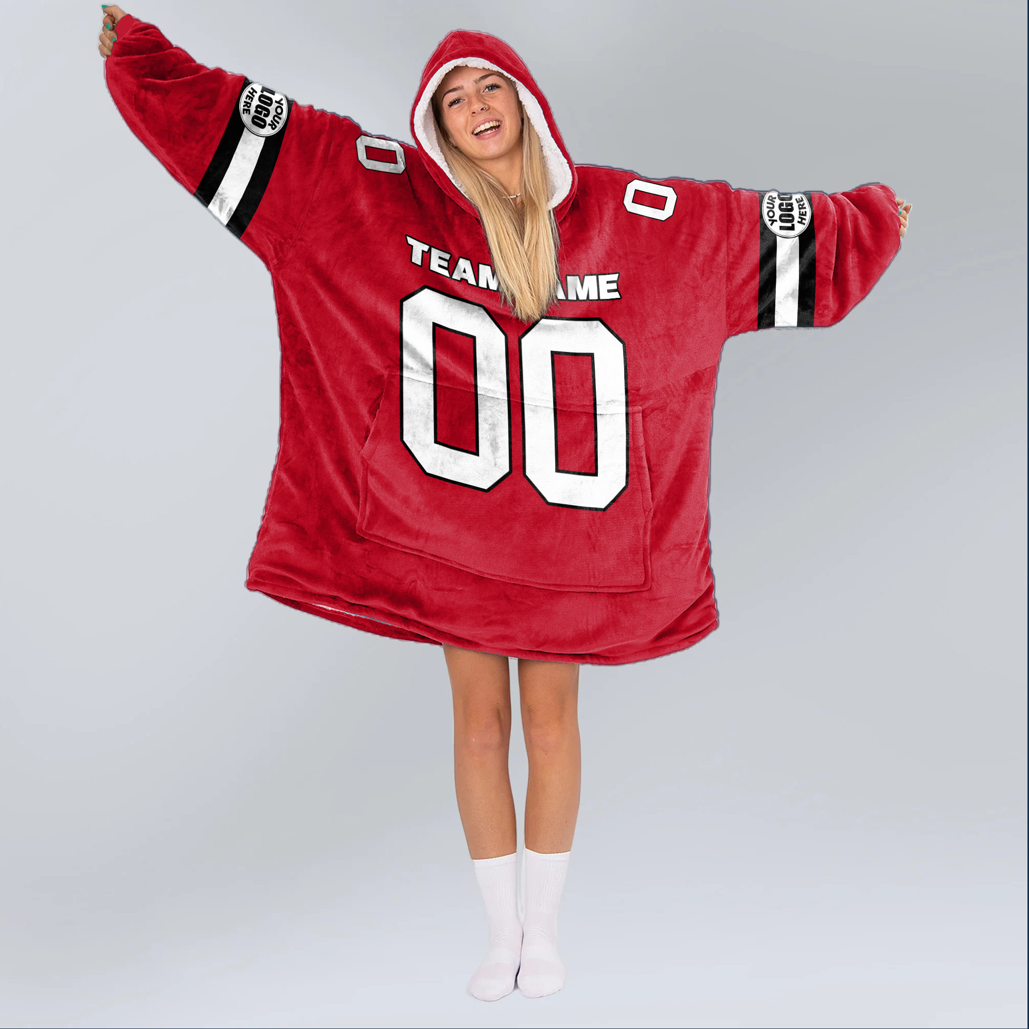 Adult Custom Blanket Hoodie Georgia Inspired Color