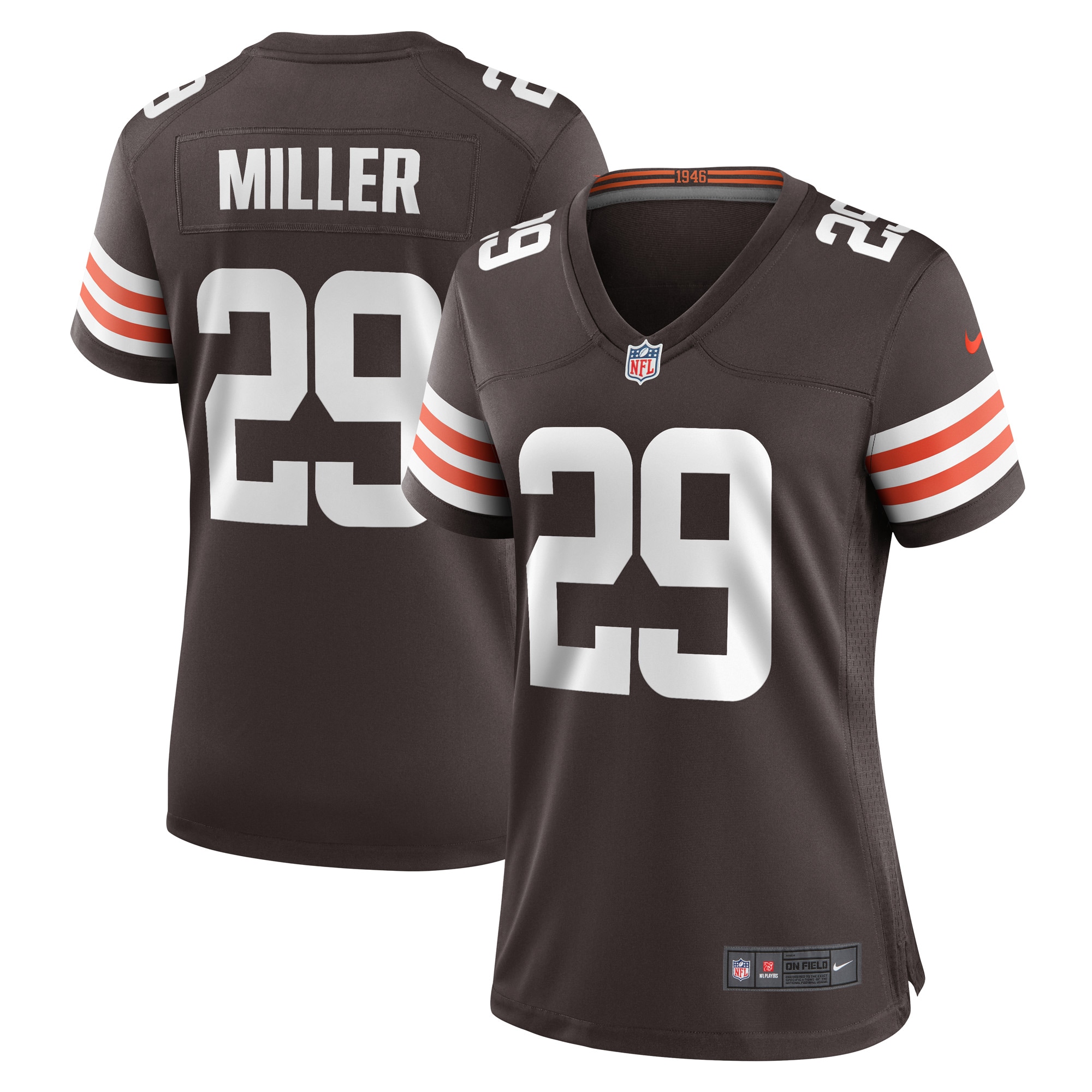 Herb Miller Cleveland Browns  Women's Game Player Jersey - Brown