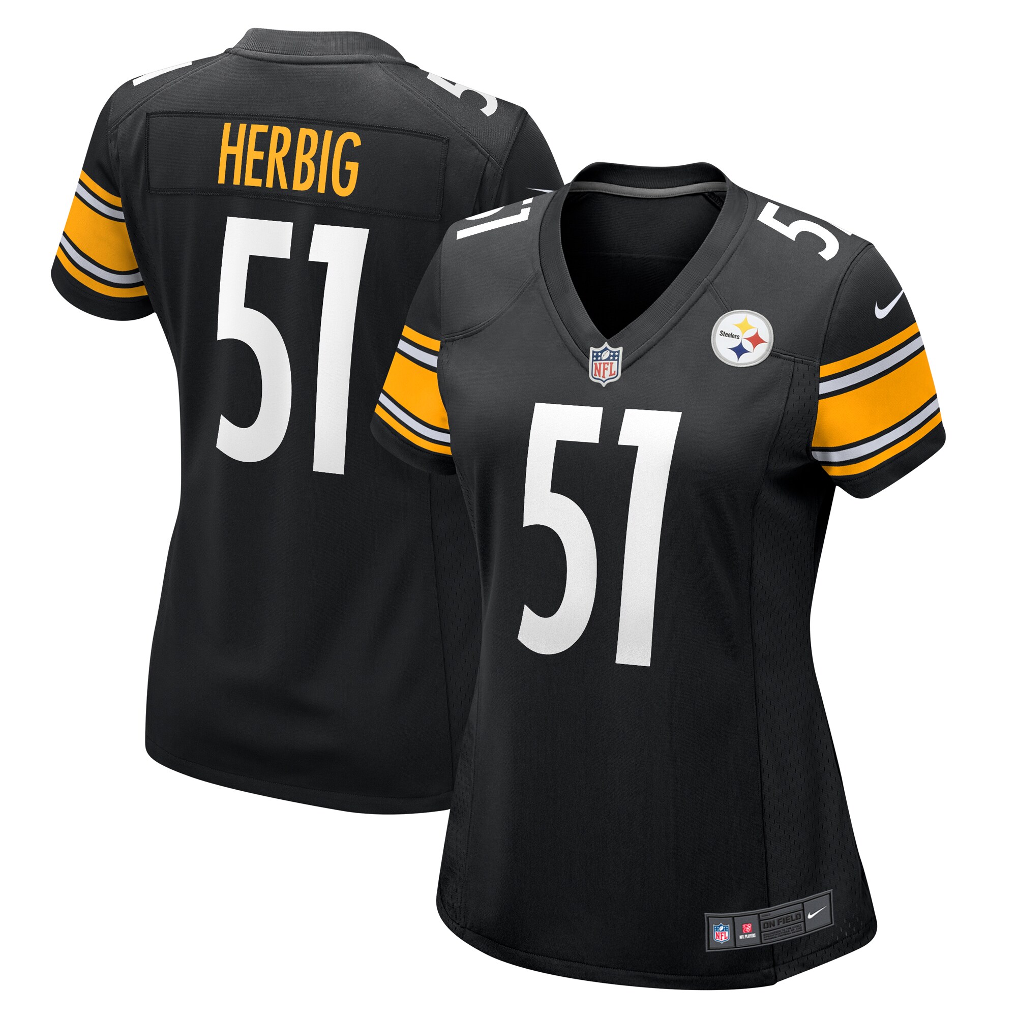 Nick Herbig Pittsburgh Steelers Women's  Game Jersey -  Black