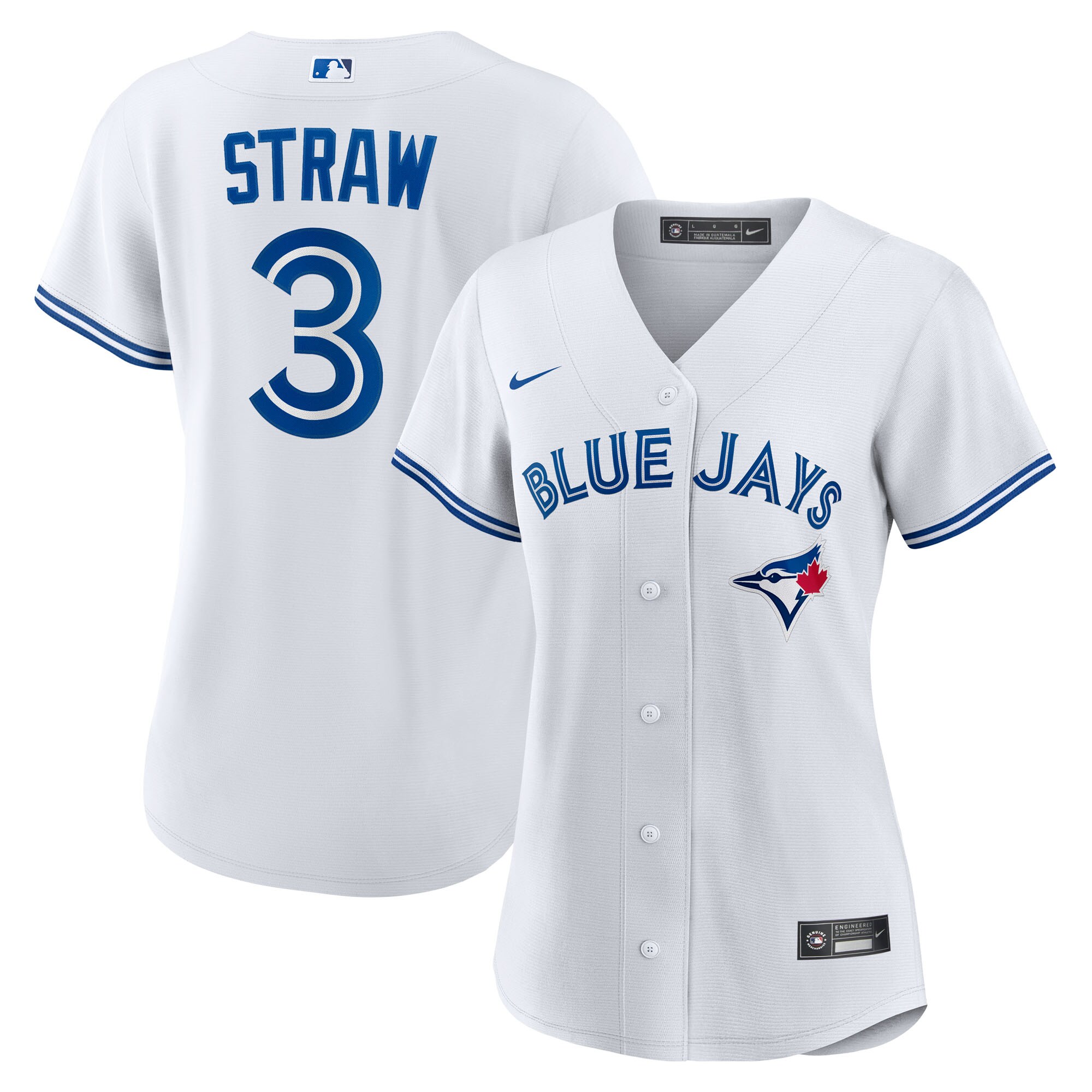 Myles Straw #3 Toronto Blue Jays Women's Home Replica Jersey - White