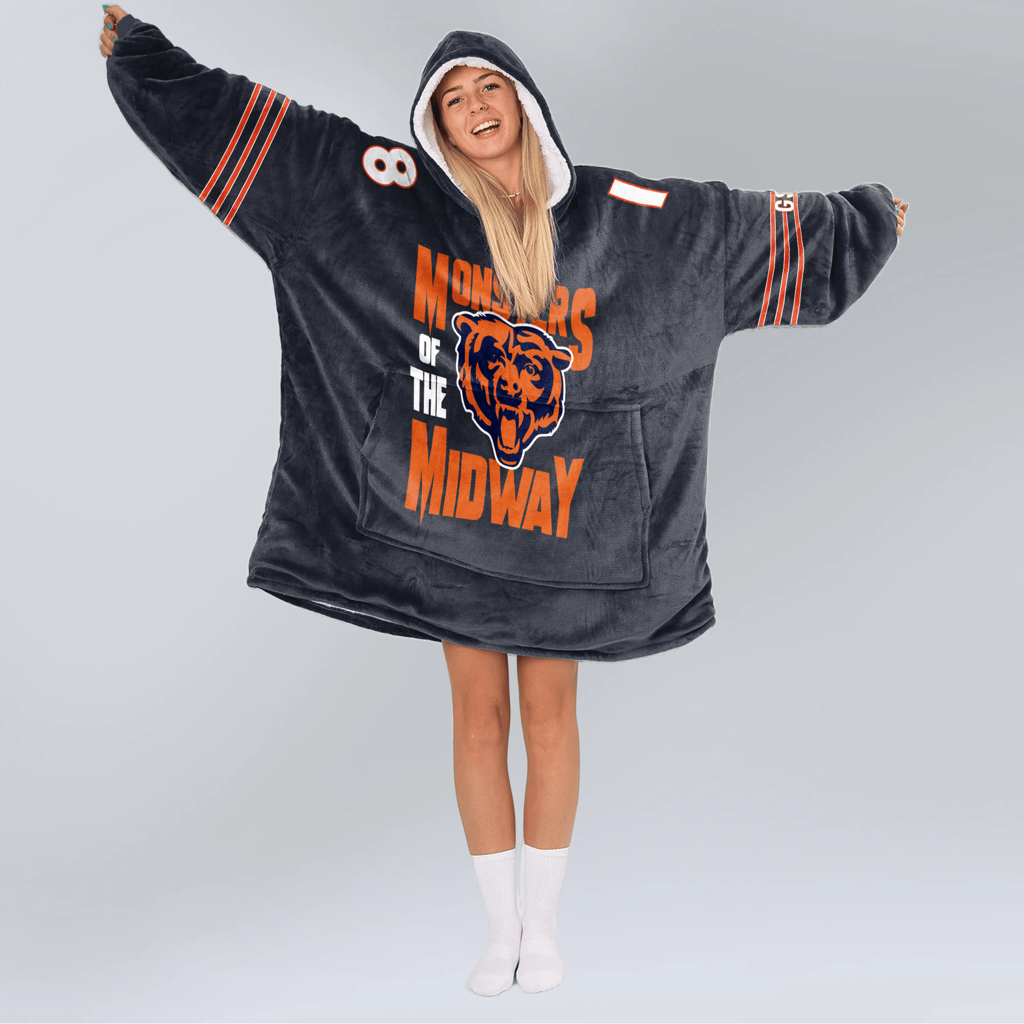 Monsters of the Midway Chicago Football Unisex Blanket Hoodie