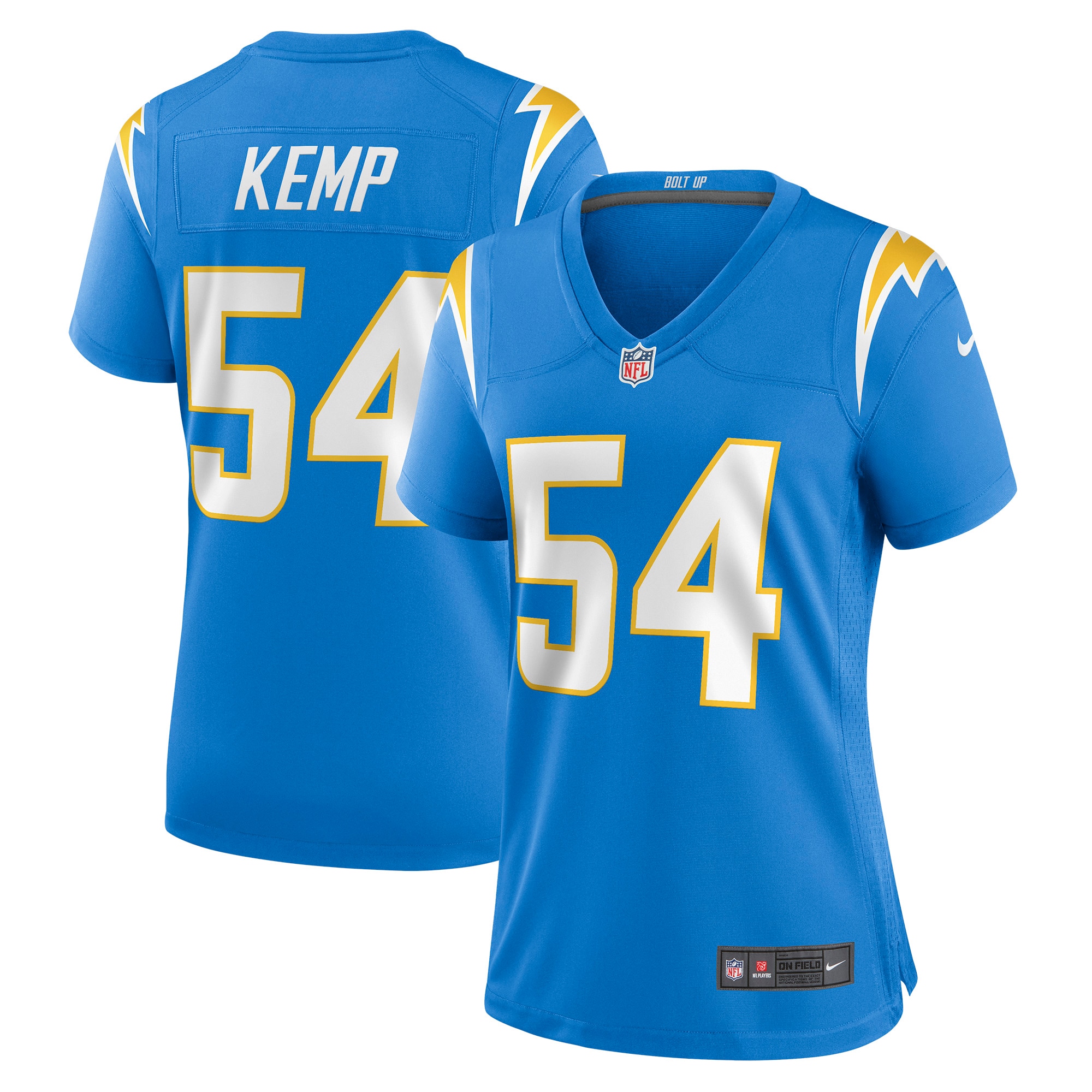 Carlo Kemp Los Angeles Chargers  Women's Game Player Jersey - Powder Blue