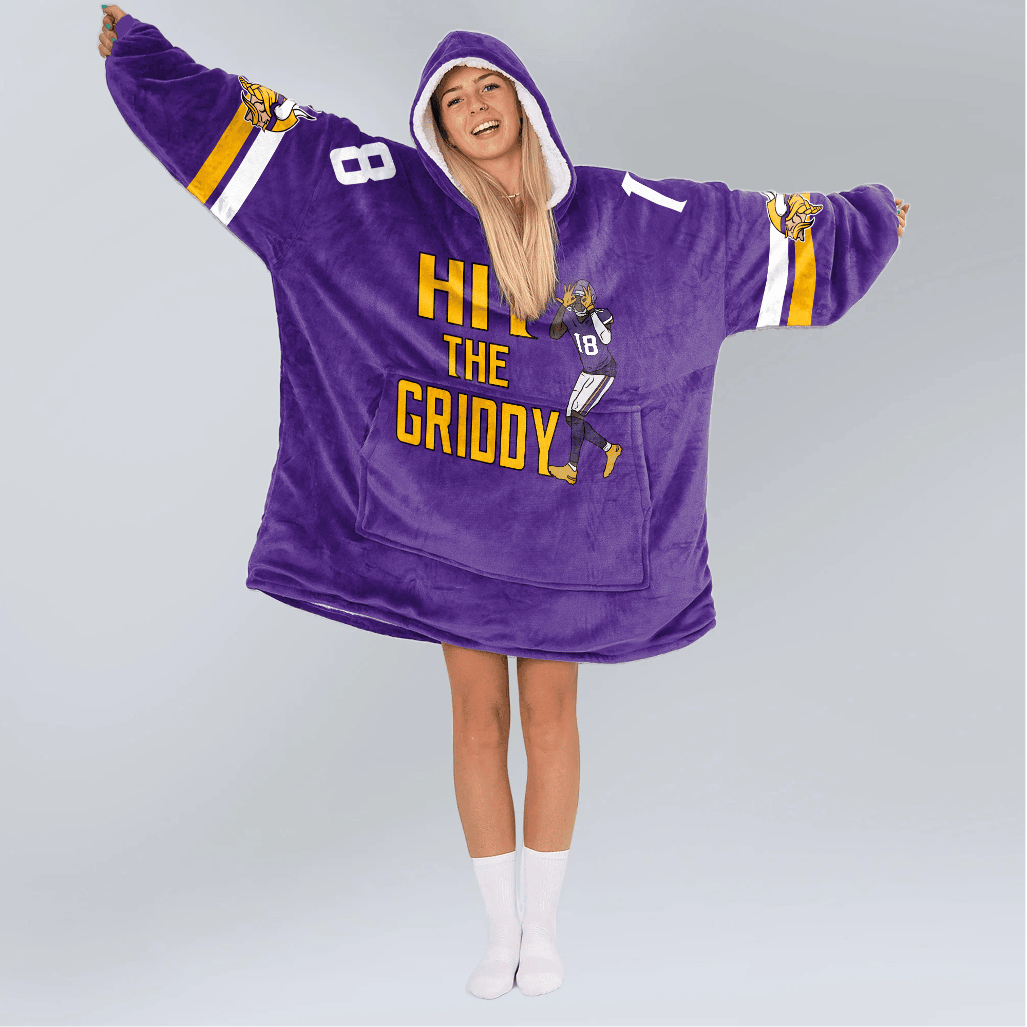 Adult 18 Minnesota Football Unisex Blanket Hoodie