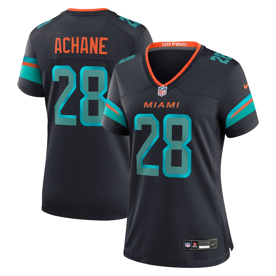 De’Von Achane #28 Miami Dolphins Women's 2025 Rivalries Collection Game Jersey - Pitch Blue