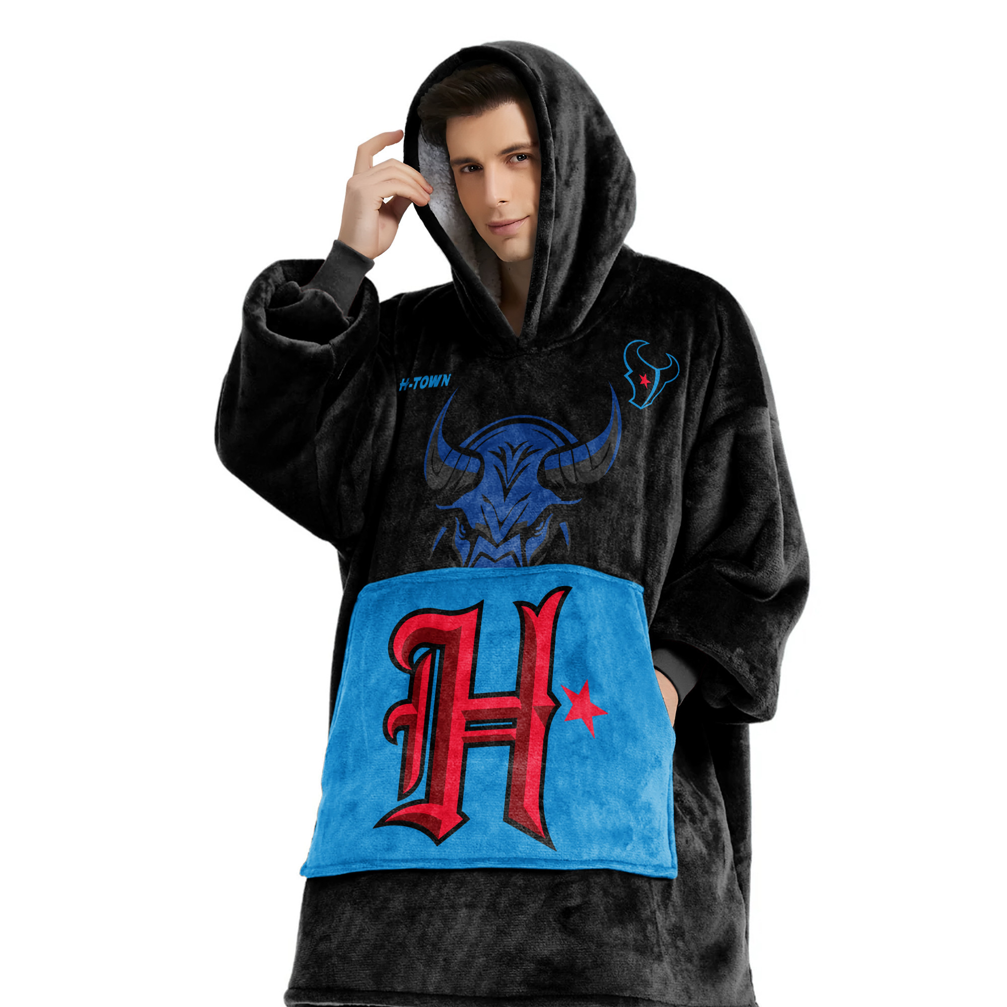 Adult Houston Football Unisex Blanket Hoodie