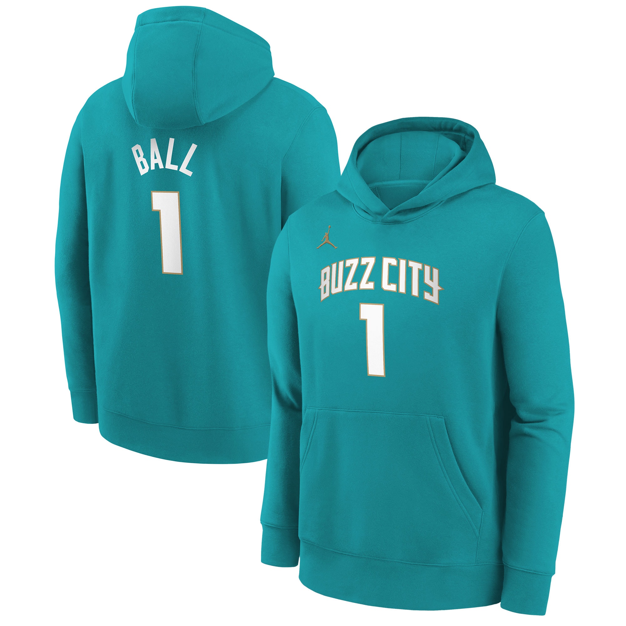 Youth Charlotte Hornets LaMelo Ball  Brand Teal 2023/24 City Edition Name & Number Pullover Hoodie